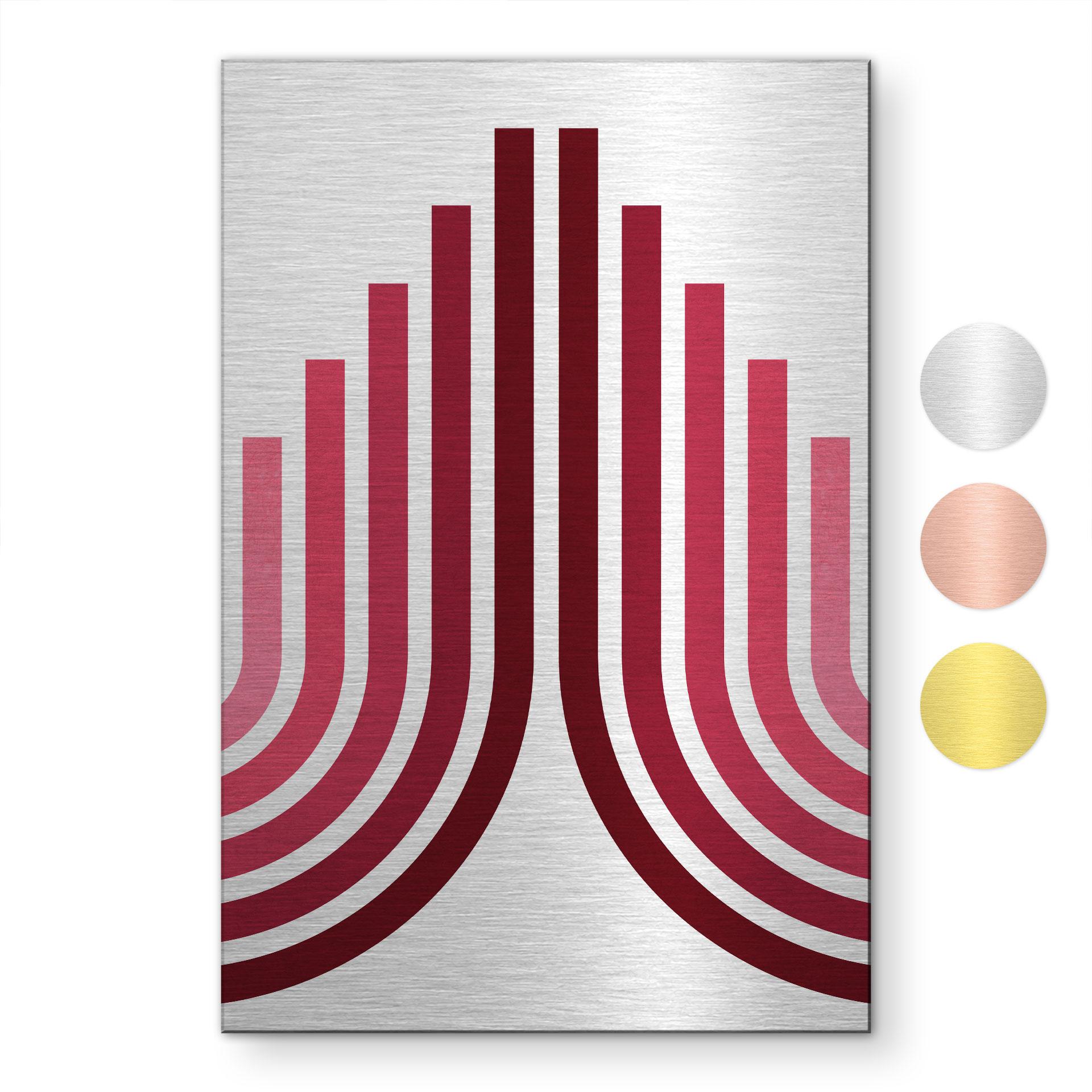 Geborsteld Alu-Dibond met goud-, zilver- & kopereffect - Grafische retro bogen - Costa