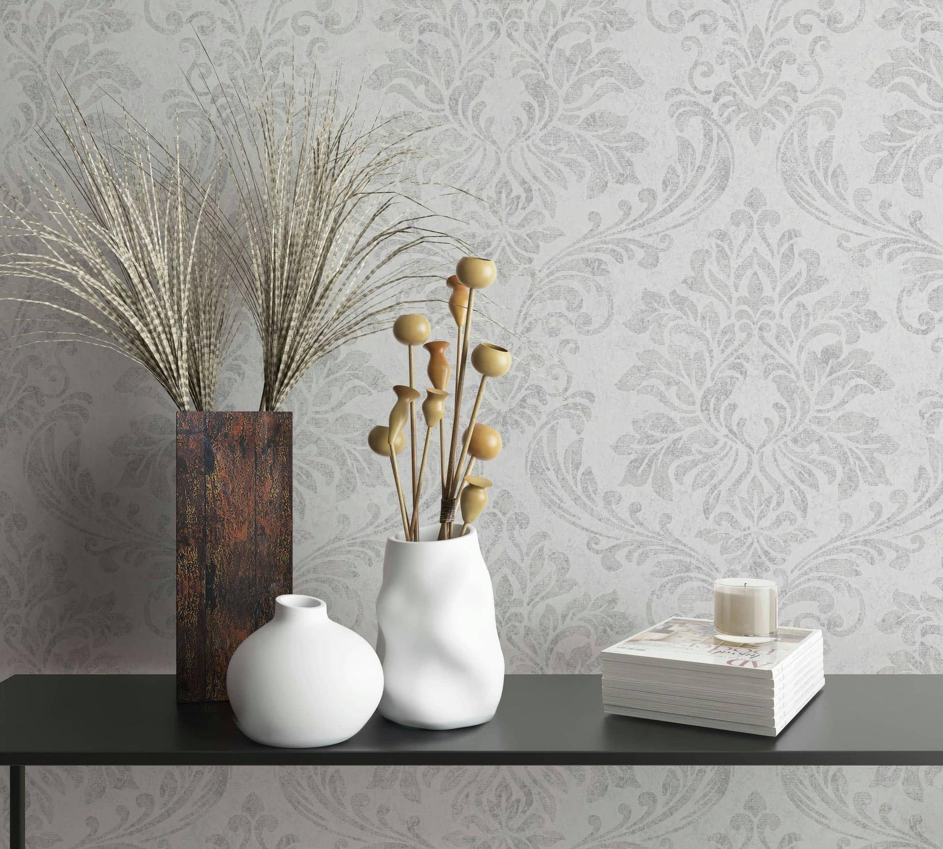 non-woven tapet grå ornamental til stue soveværelse kontor marburg tapet