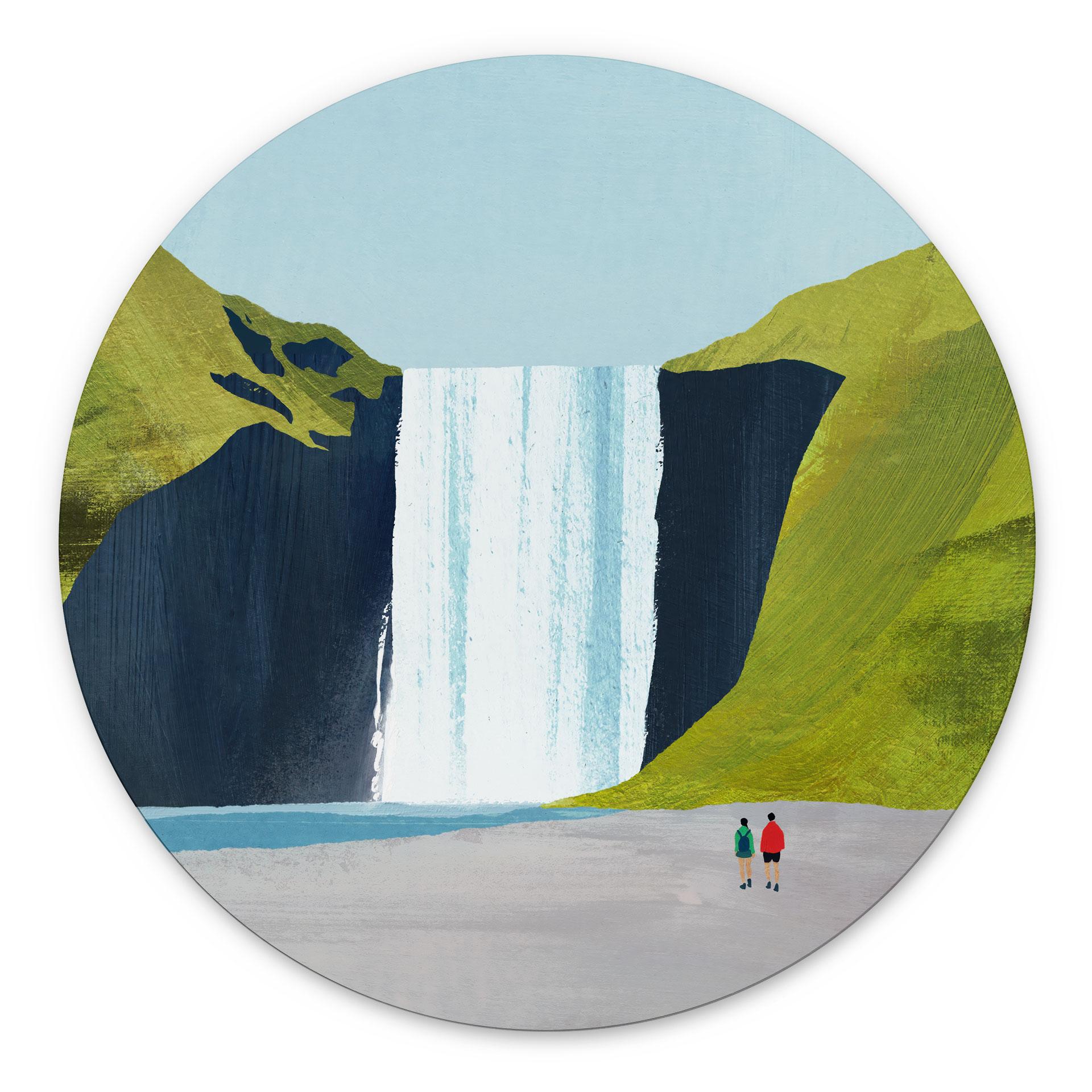 Wanddecoratie Waterval in de bergen - Rivers - Alu-Dibond Rond