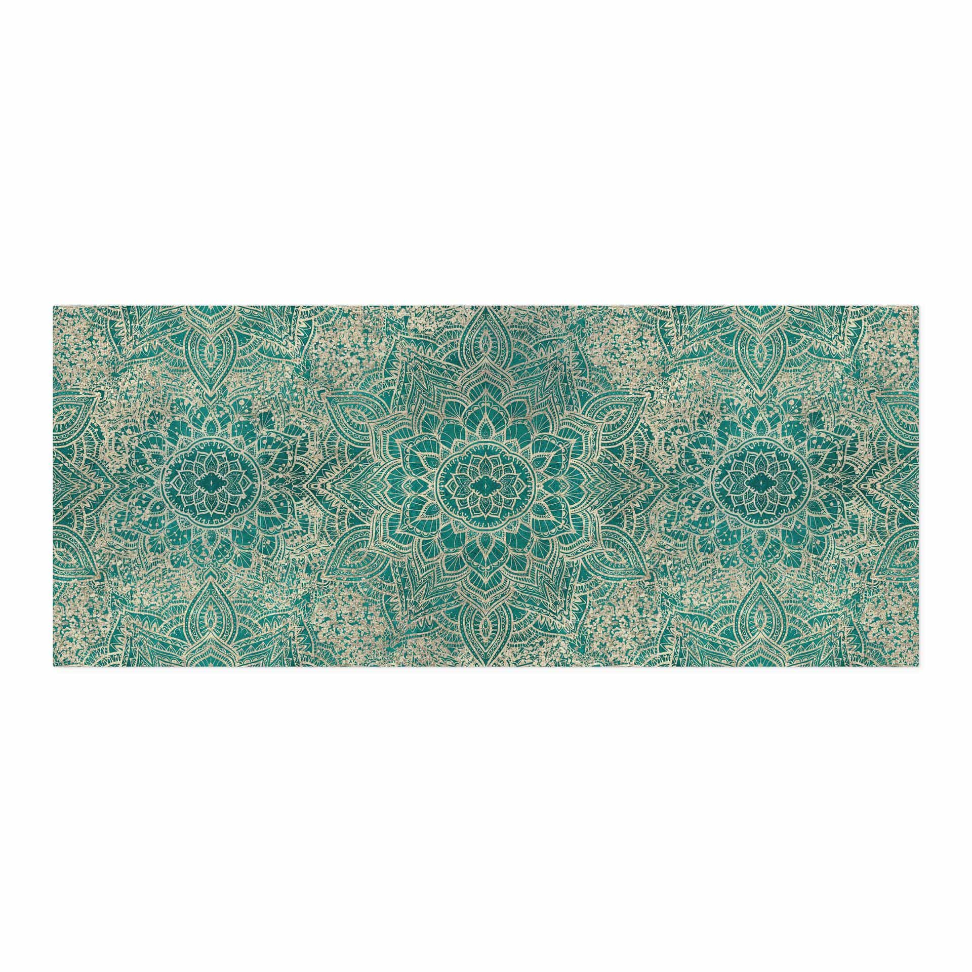 Salpicadero de cocina autoadhesivo Mandala Boho oro-verde - Bloomery Decor