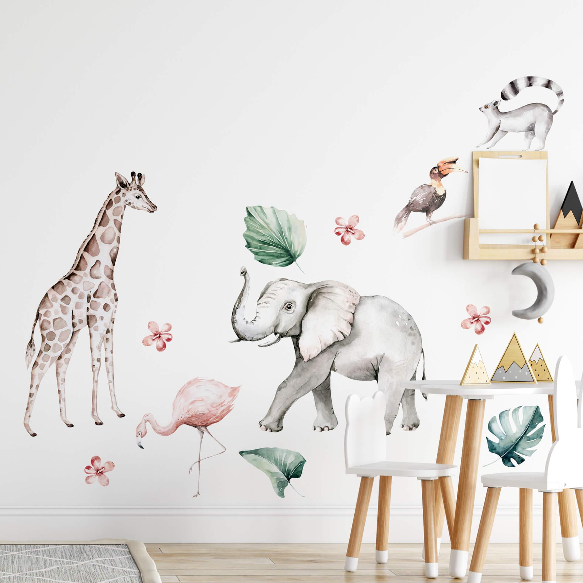 Sticker mural Kvilis - Amis des animaux dans la jungle (12 parties)