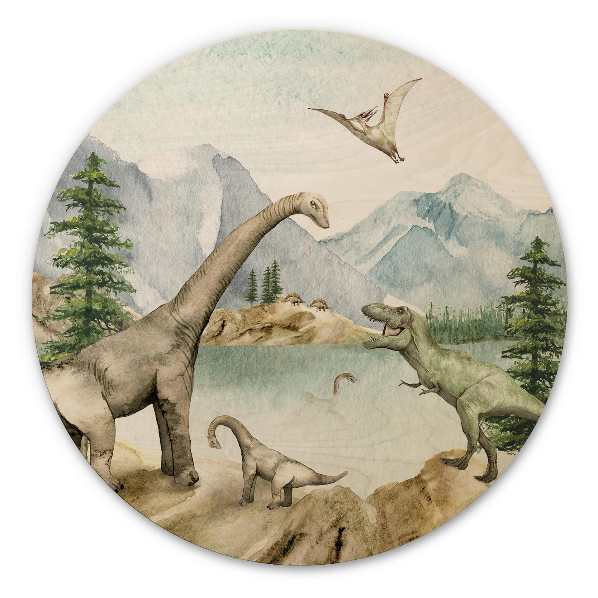 Kikki Belle Billede af træ - Dinowelt - Rund