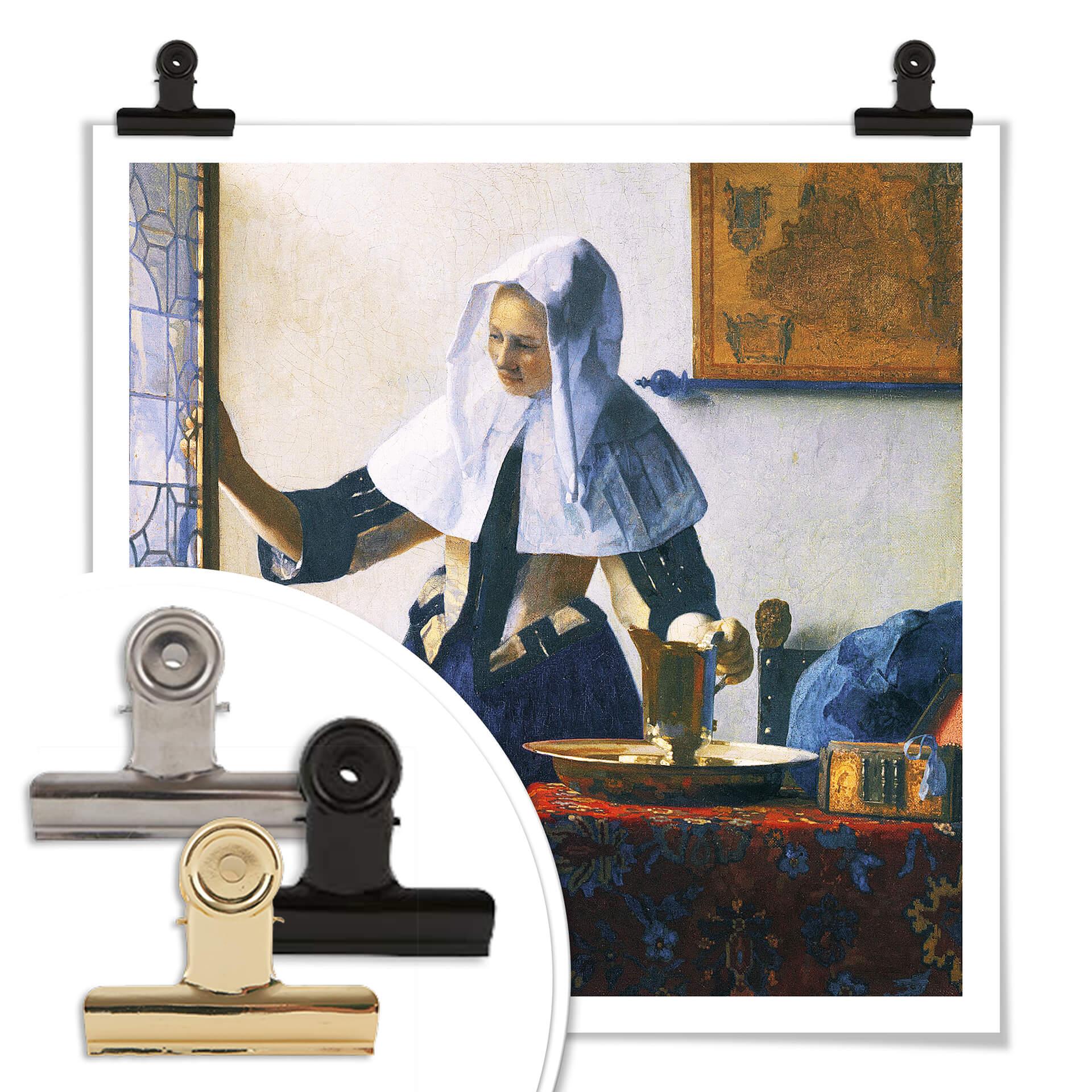 Plakat Vermeer - Młoda kobieta z dzbanem wody przy oknie - kwadrat