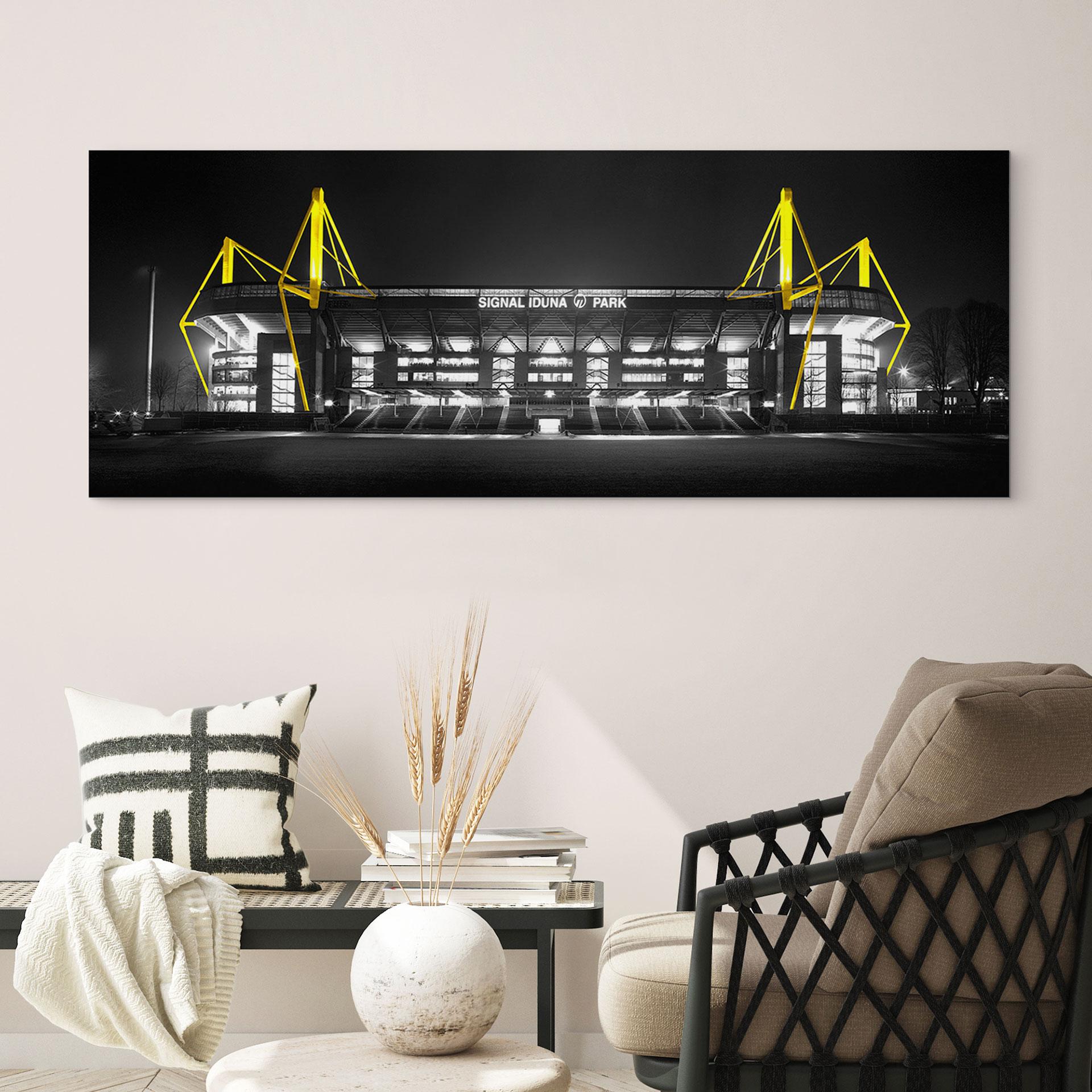 Billede af stadion i Dortmund - Grå – print på aluminium (Alu-Dibond)
