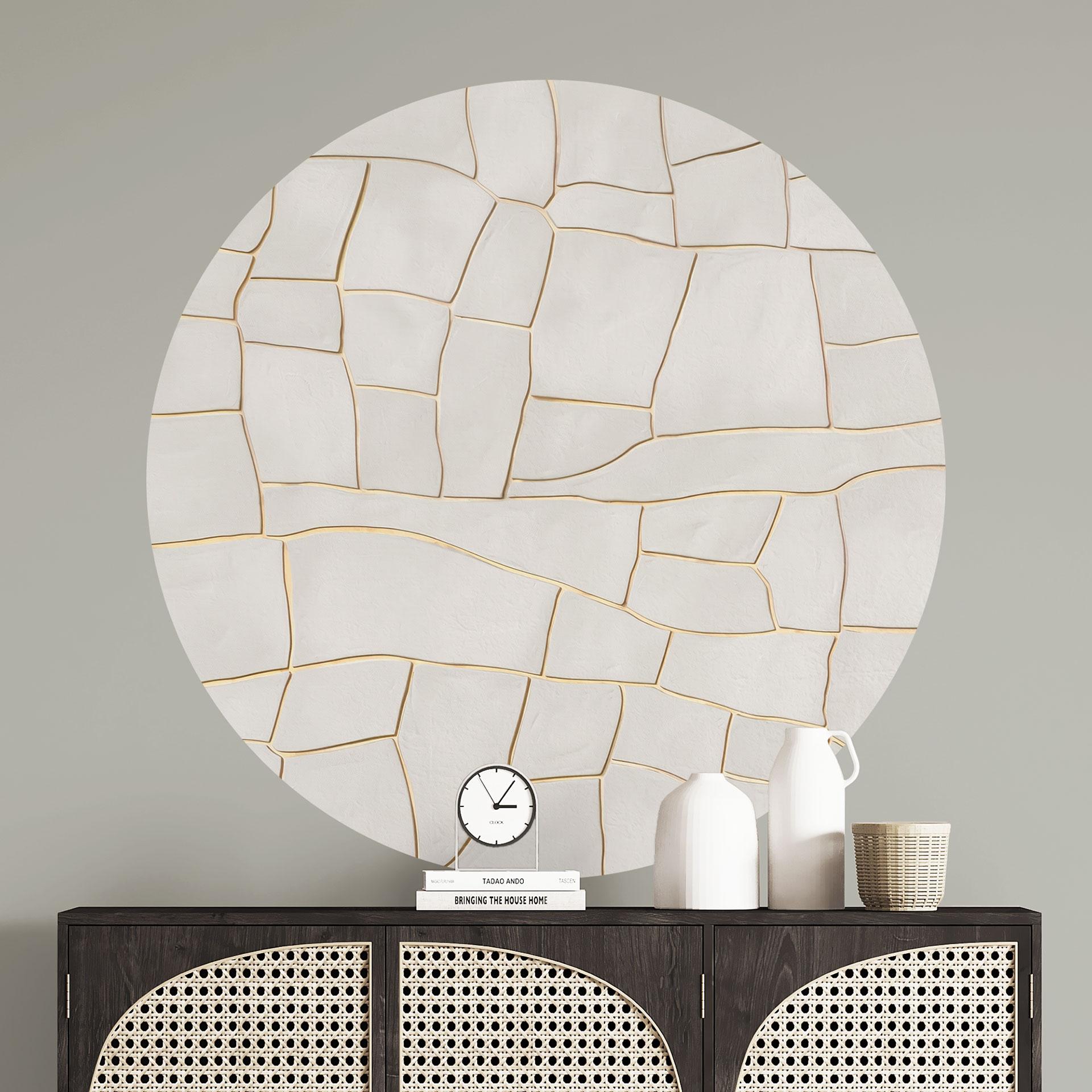 Wallsticker med abstrakt krakeleret mønster i beige - Alma - Round