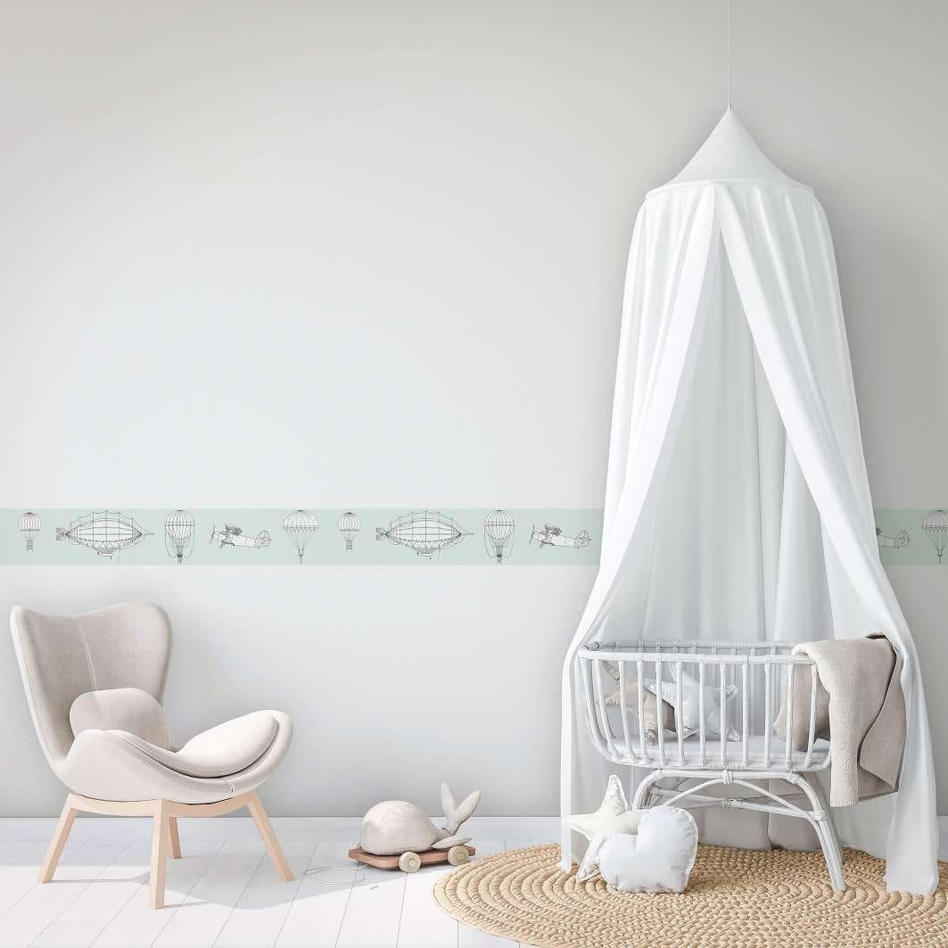 Tapet, non-woven Kids Walls grøn, hvid
