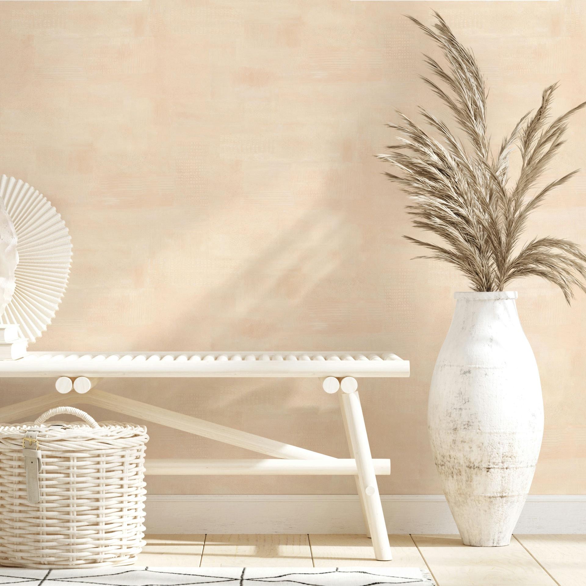 Ikke-vævet tapet gipslook, betonlook almindelig geometrisk mat i beige