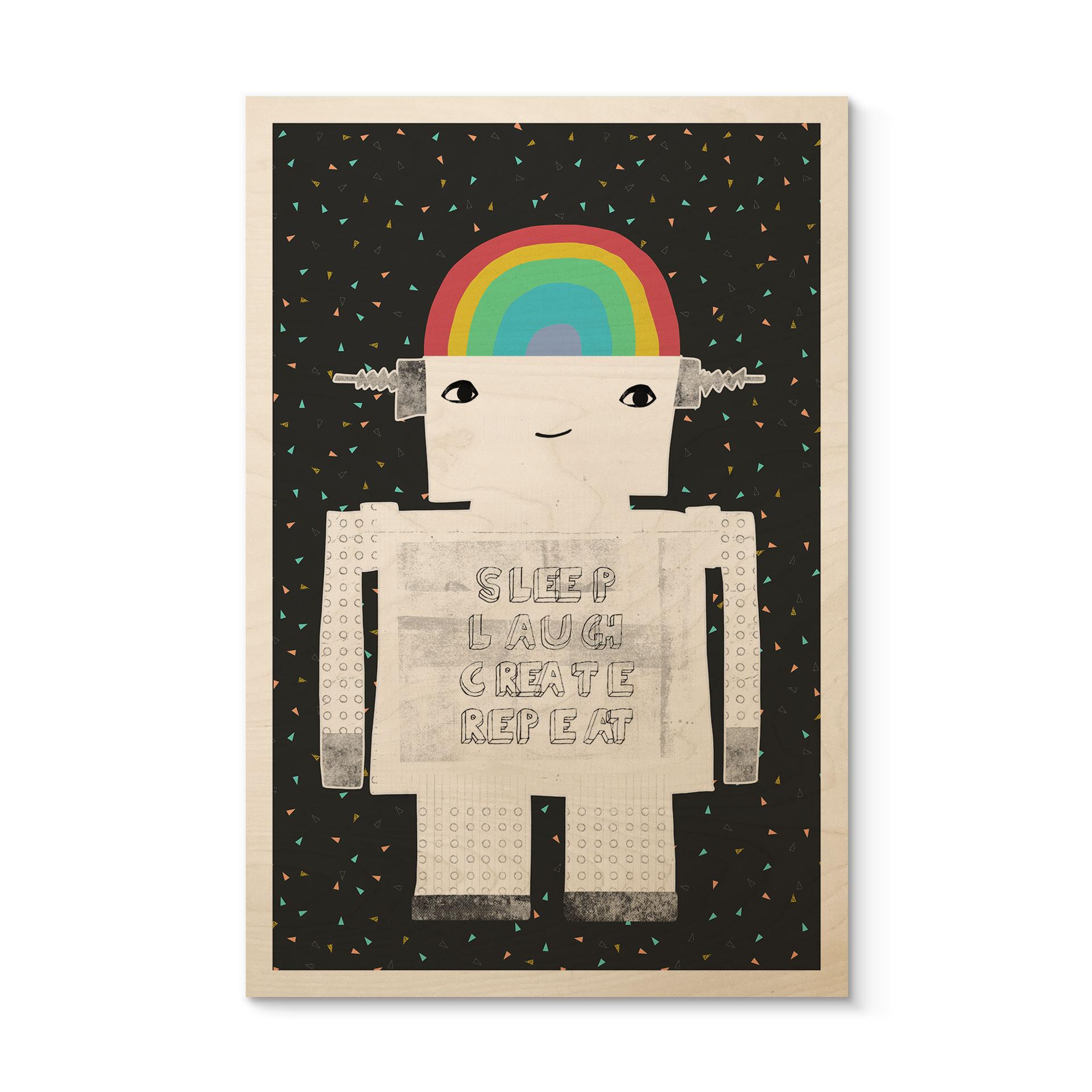 Billede af træ regnbuerobot Sleep Laugh Create - Treechild