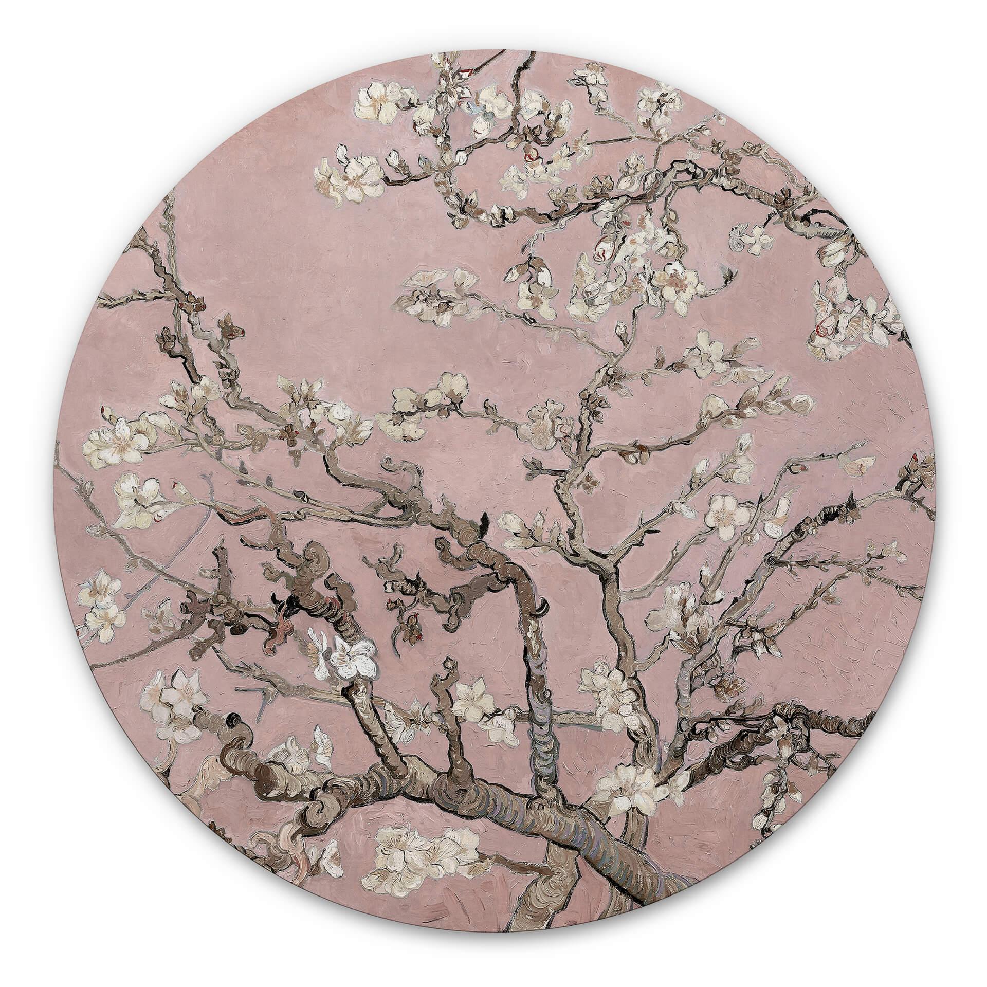 Wandcirkel van Gogh - Amandelbloesem Roze