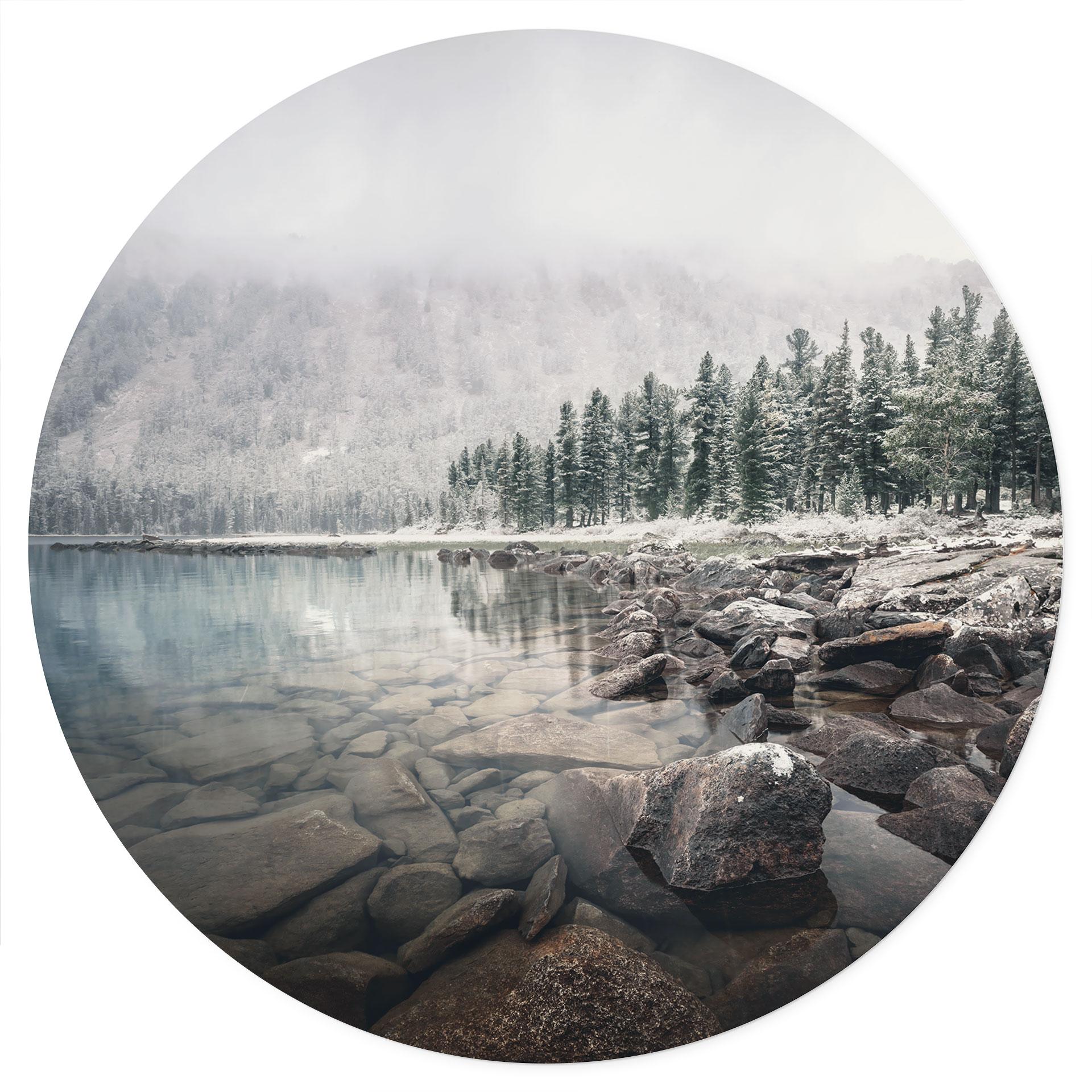 Vinilo decorativo Bosque invernal junto al lago - Rostovskiy - Redondo