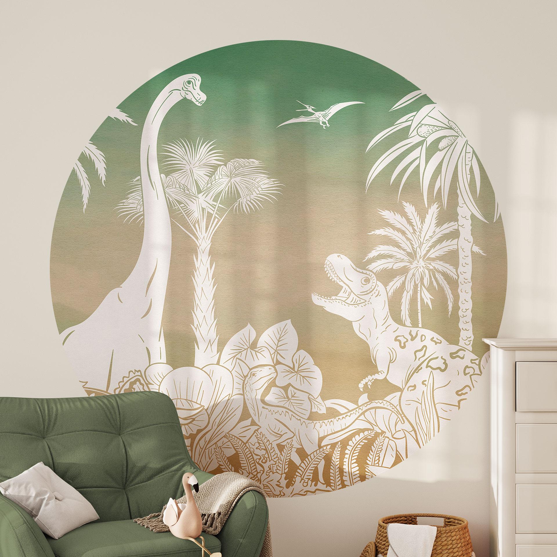 Eventyrrejse til dinosaurerne Wallsticker - Ombre - Kikki Belle - Rund