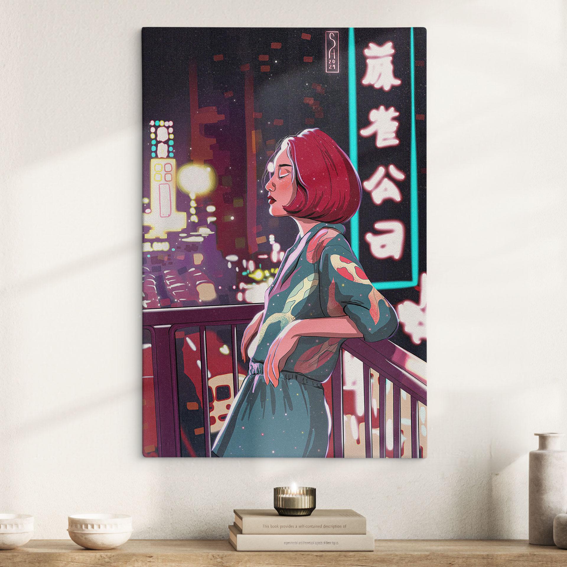 Canvasbillede Pige på en balkon i Japan | Feminisme - Oliveira