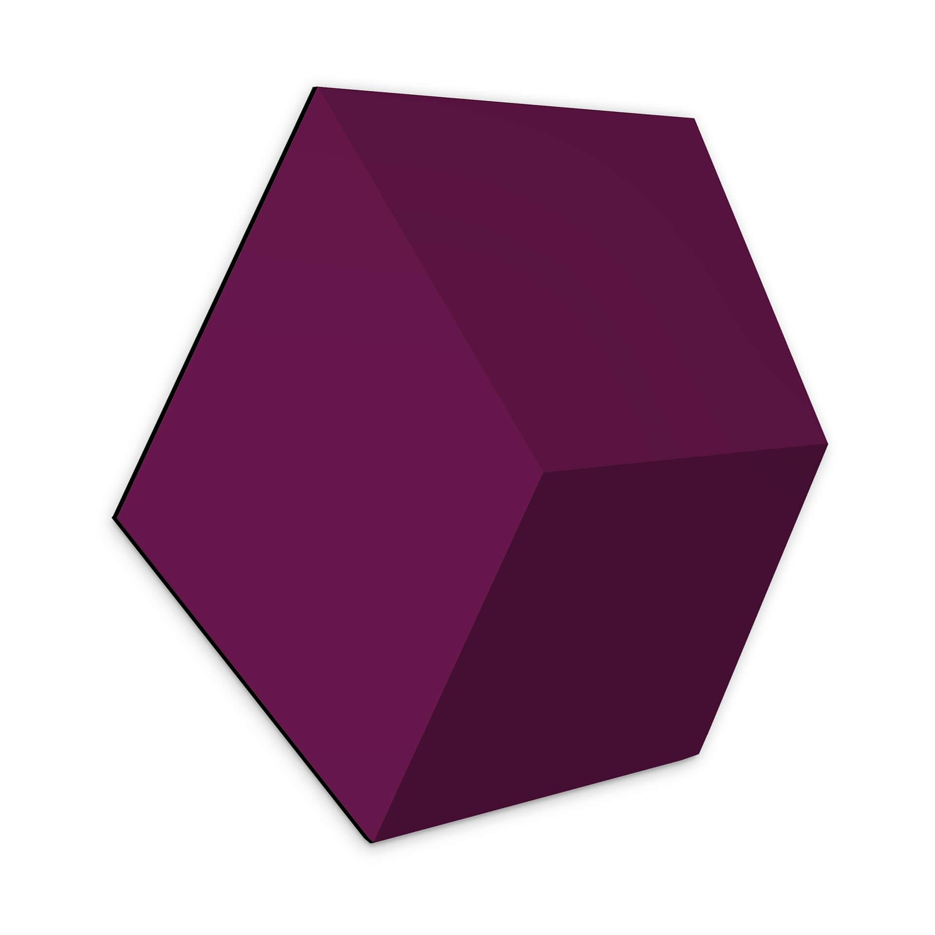 3D Hexagon Alu-Dibond - Mørk magenta