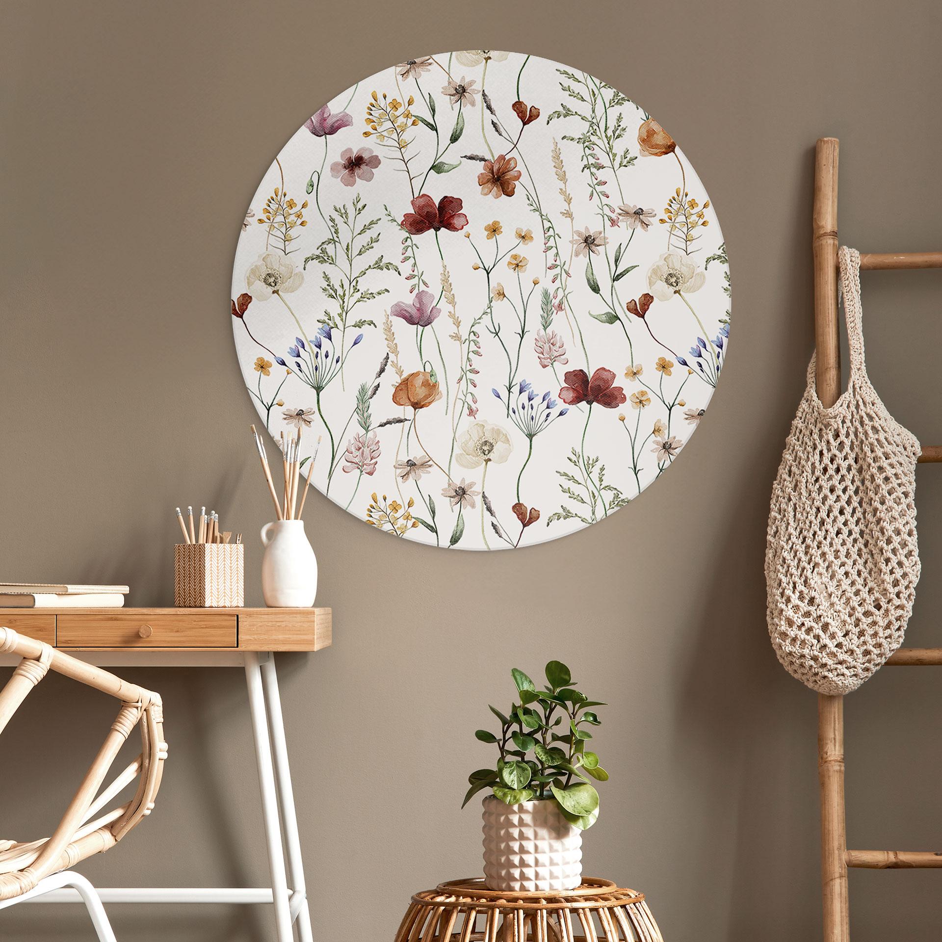 Dibond vægdekoration Farverige vilde blomster - UN Designs – print på aluminium (Alu-Dibond)