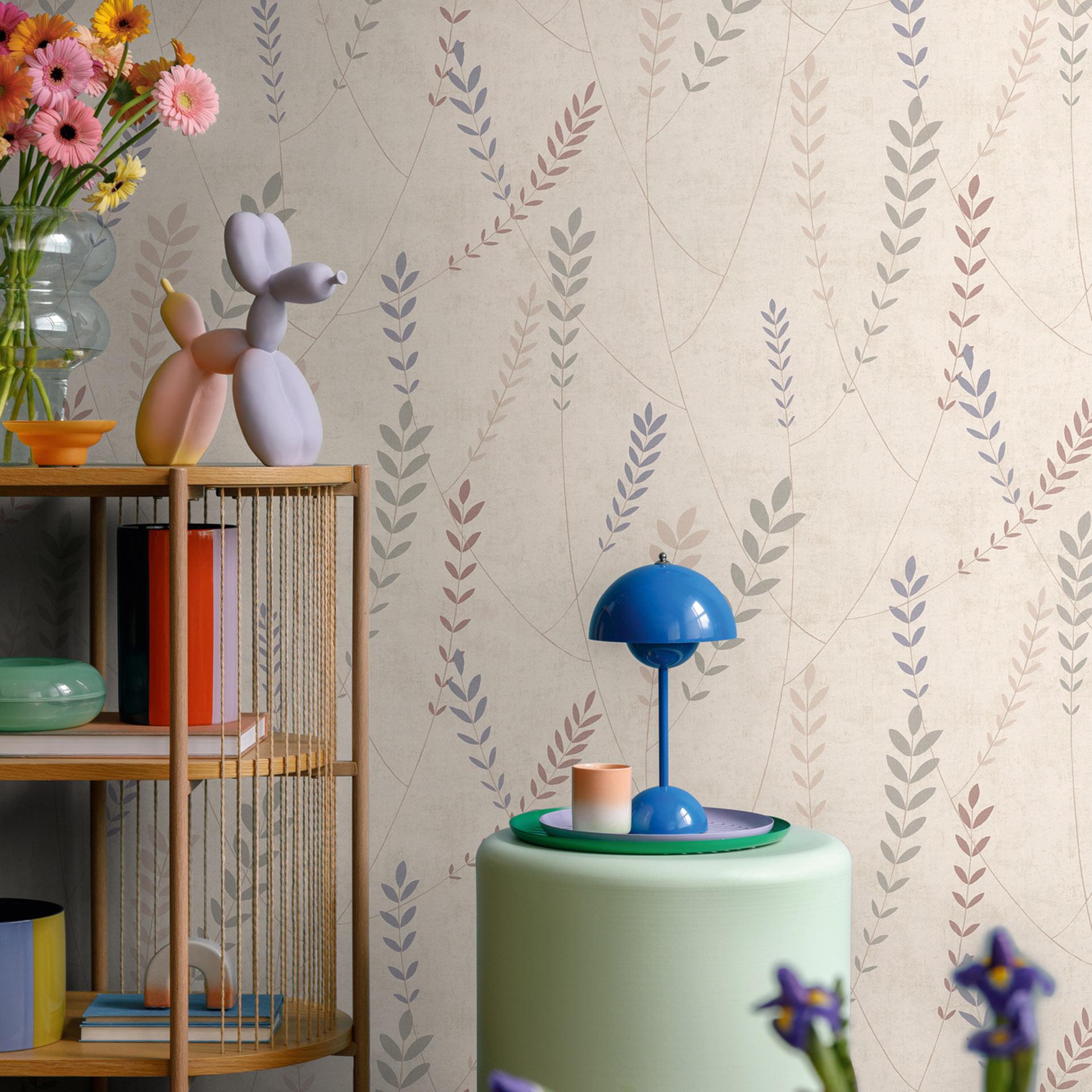 Non-woven tapet i betonlook - hørstruktur i naturlig tone & greige
