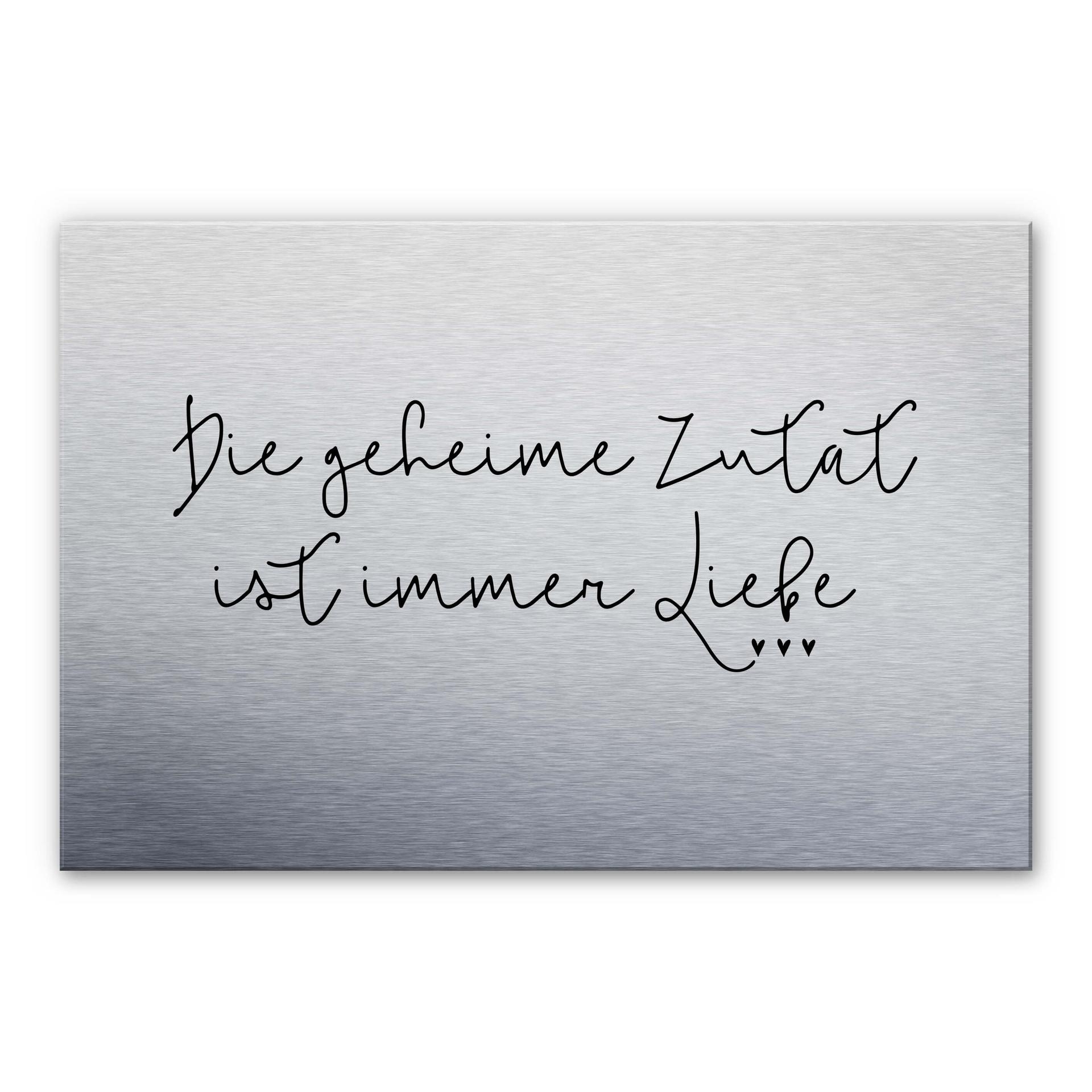 Stænkplade - Die geheime Zutat ist immer Liebe - AluDibond