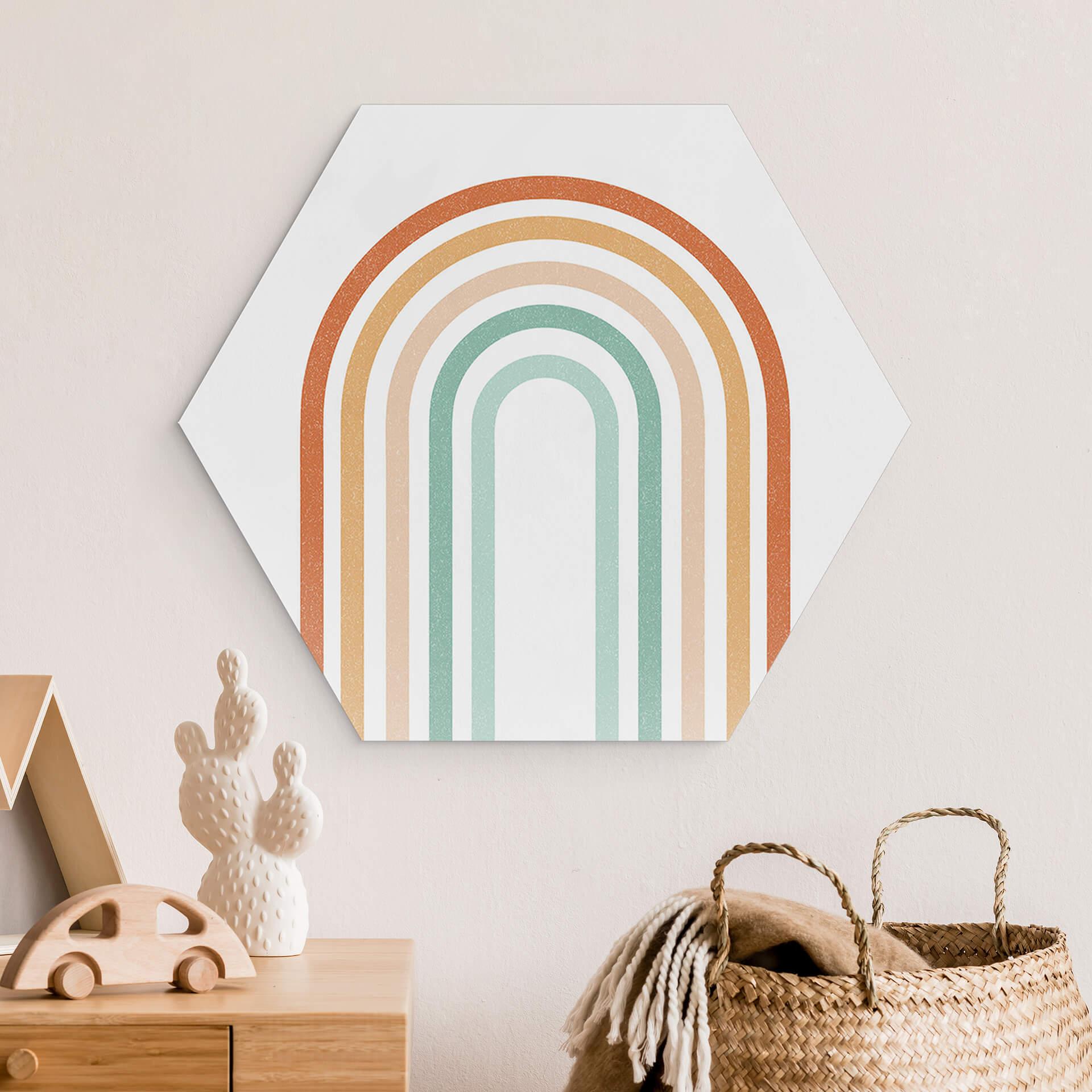 Hexagon Dibond Boho Rainbow