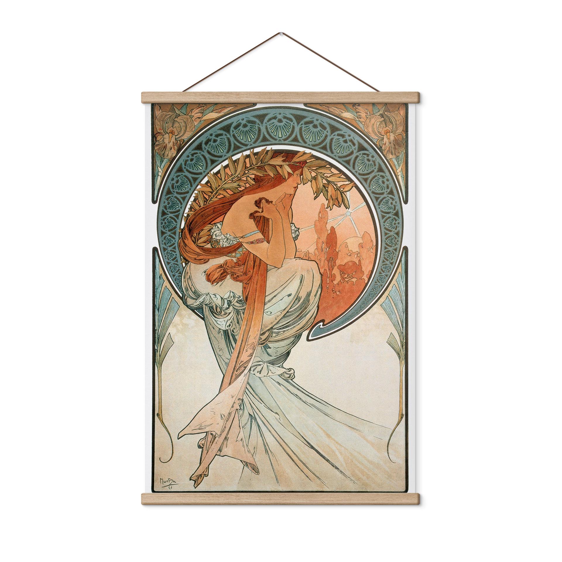 Tekstil plakat Mucha - Fire kunstarter: Poesi