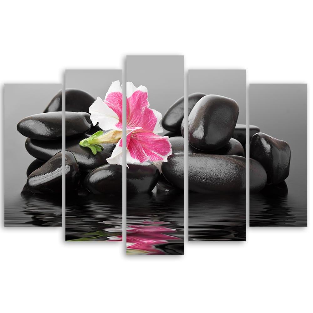5 stykke lærredstryk Stones Flower Zen Spa