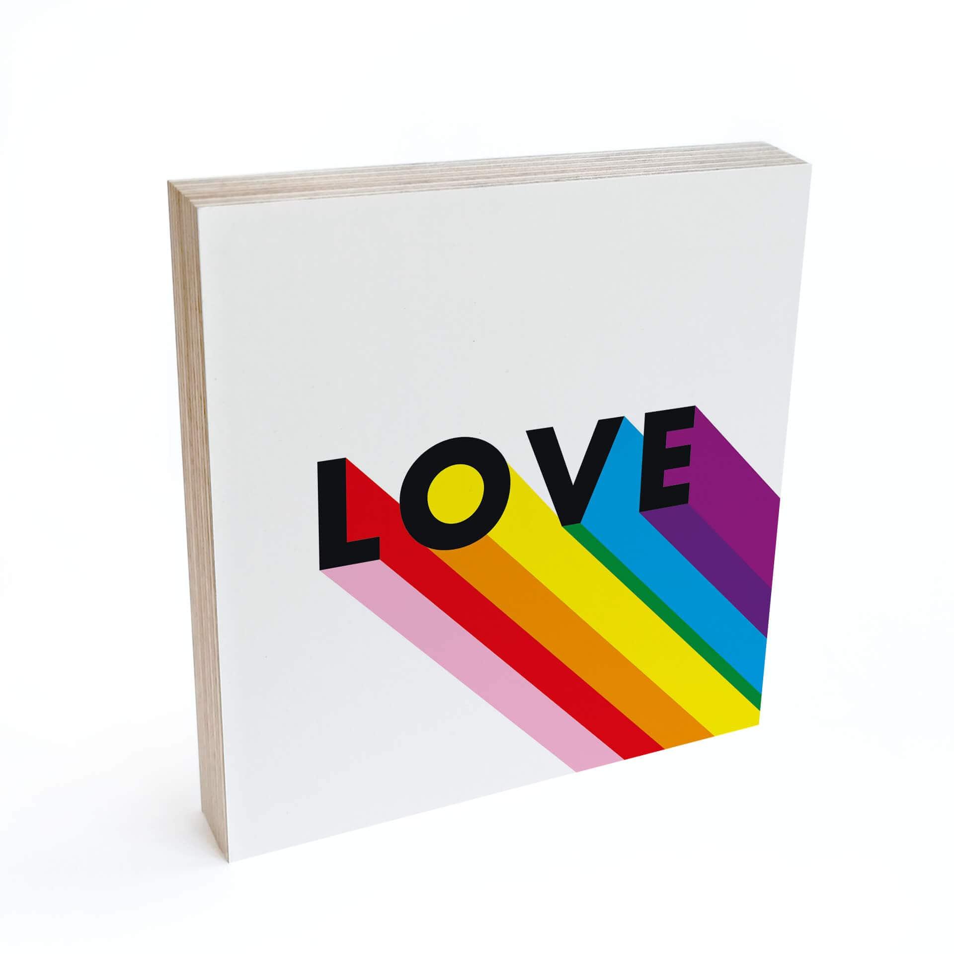 Træ dekoration blok LGBTQIA+ Love (15x15 cm)