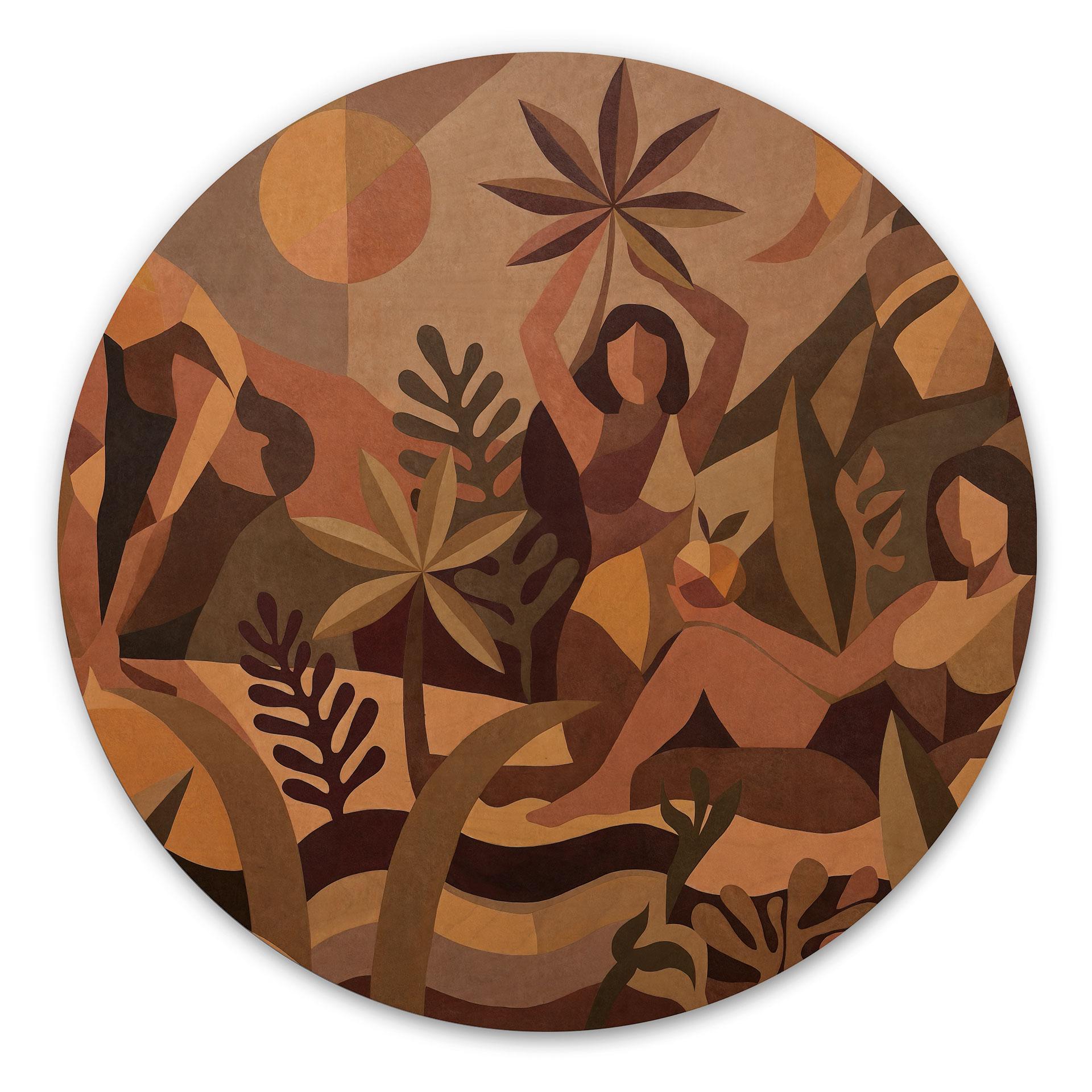 Stampa su legno Amber Flora - Donne nella foresta pluviale - Sir Edward x Grigory Gladarev - Tondo