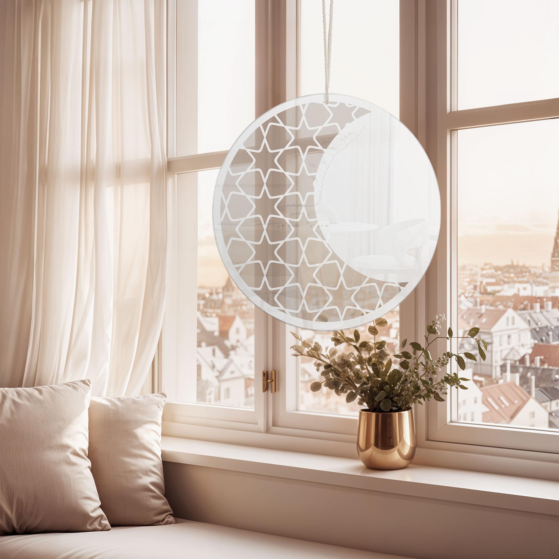 Akrylglasbillede, vinduesbillede til ophængning af Ramadan Moon - Rund