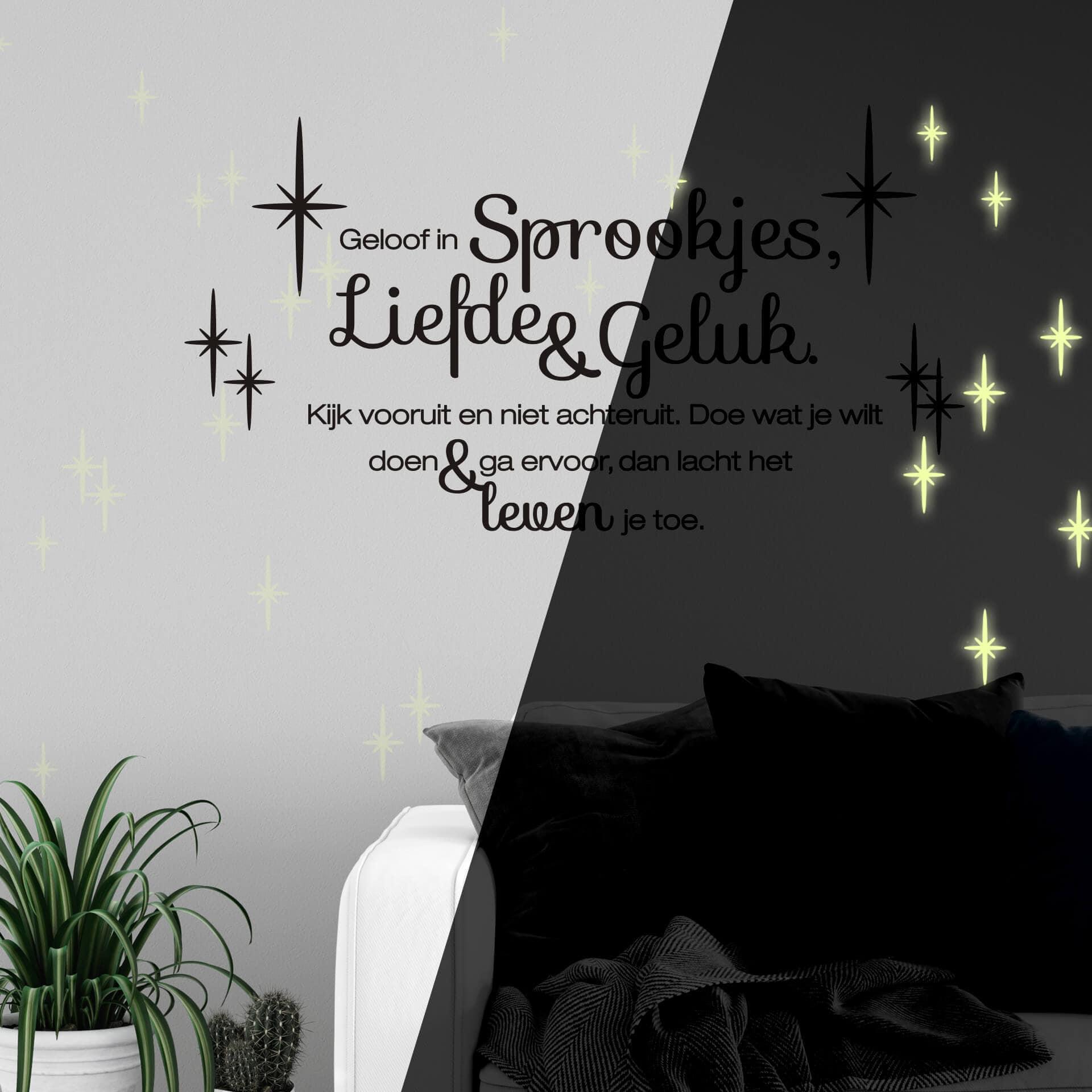 Muursticker Geloof in Sprookjes, Liefde en Geluk + Glow in the Dark