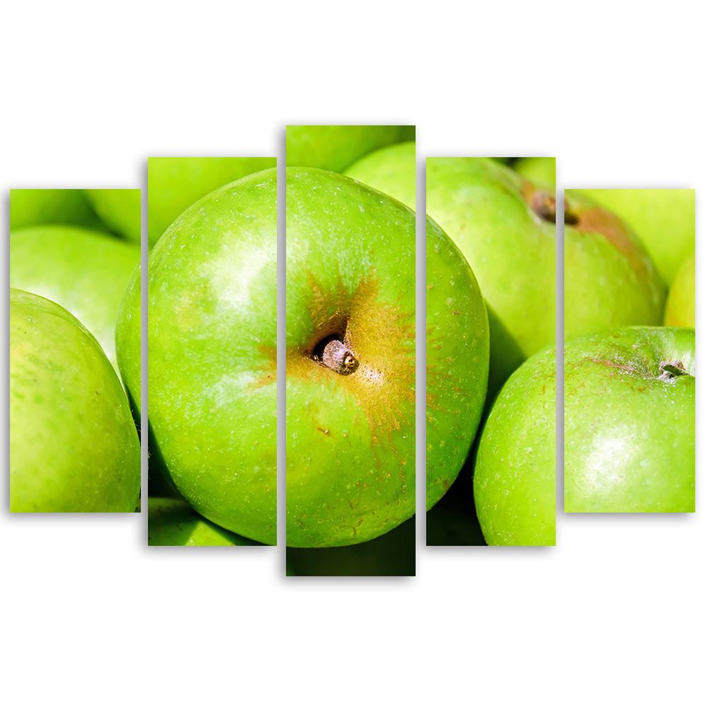 5-delige canvasprint, appelgroen
