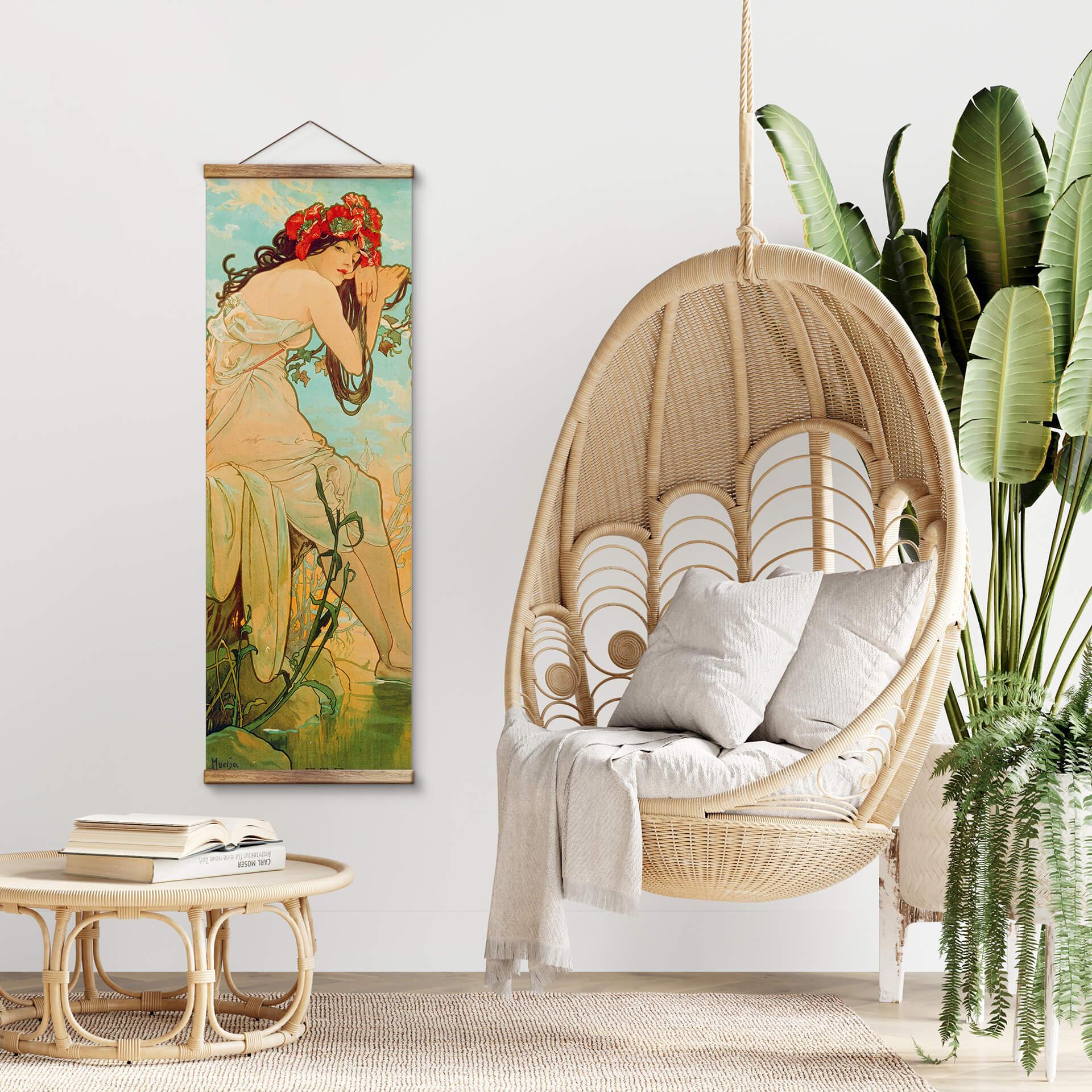 Tekstil plakat Mucha - Årstider Sommer - Panorama