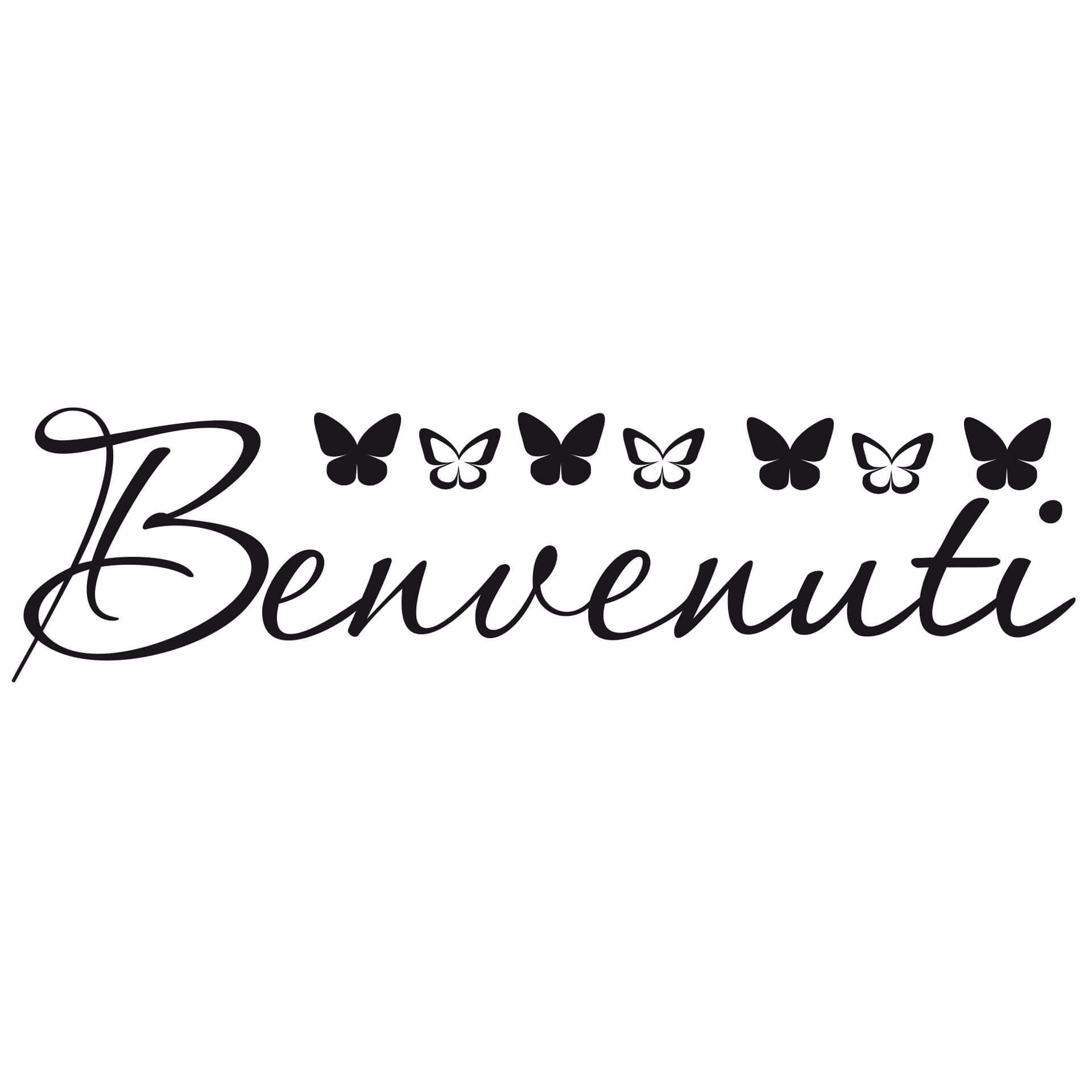 Adesivo murale -  Benvenuti + 5 appendiabiti