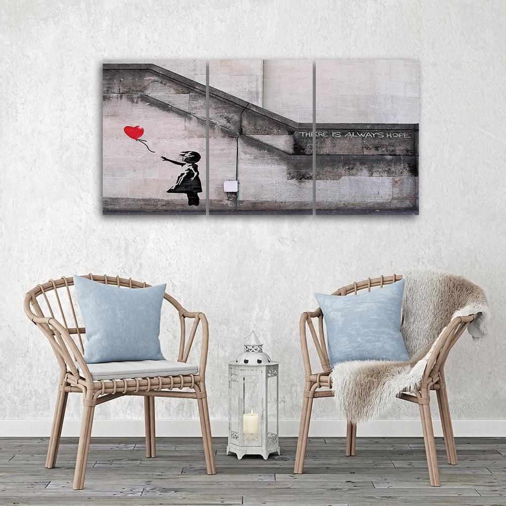3 stykke lærredstryk, Banksy Balloon Girl