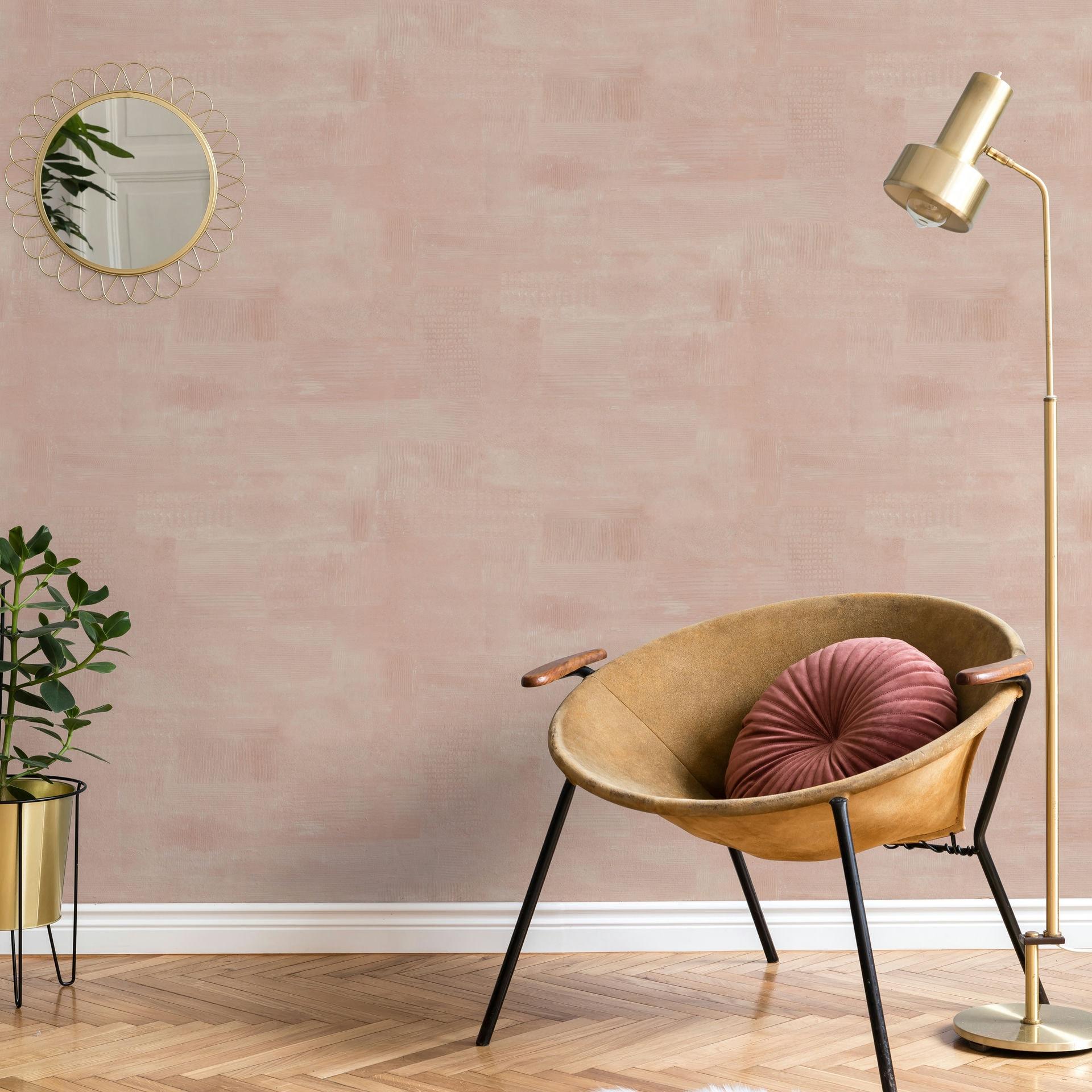 Ikke-vævet tapet gipslook, betonlook almindelig geometrisk mat i rød beige