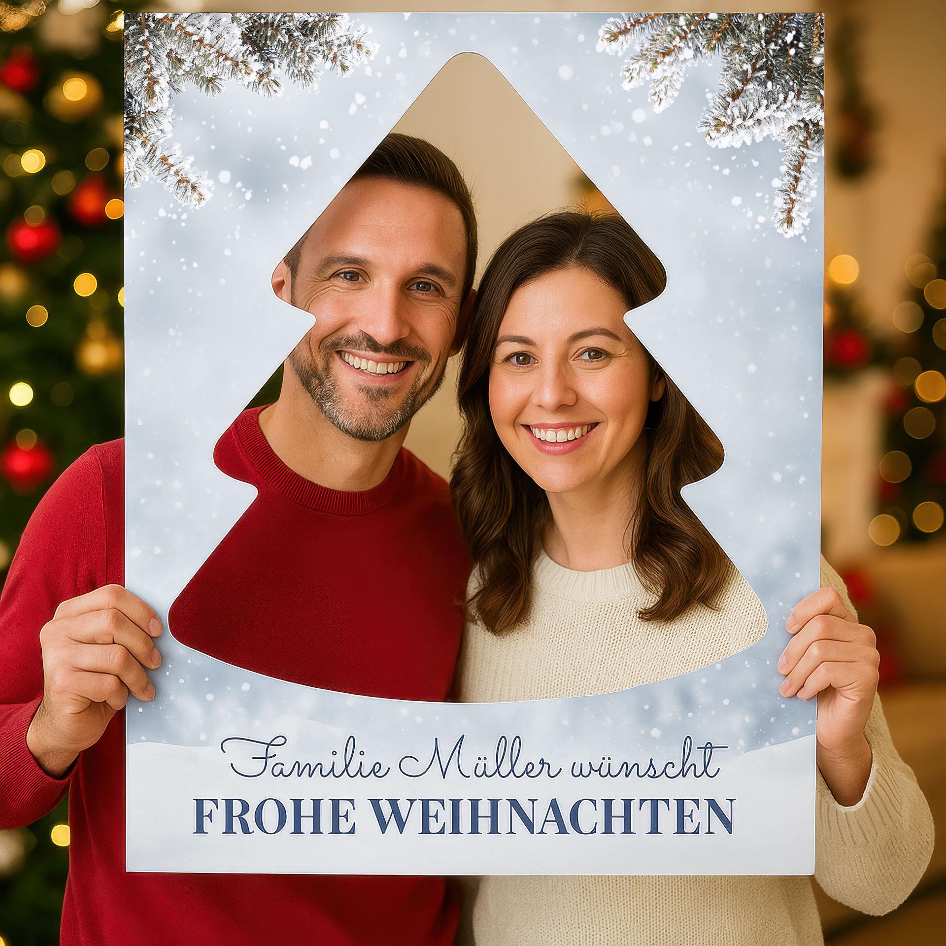 Fotorahmen Frohe Weihnachten mit Tannenbaum - personalisierbar