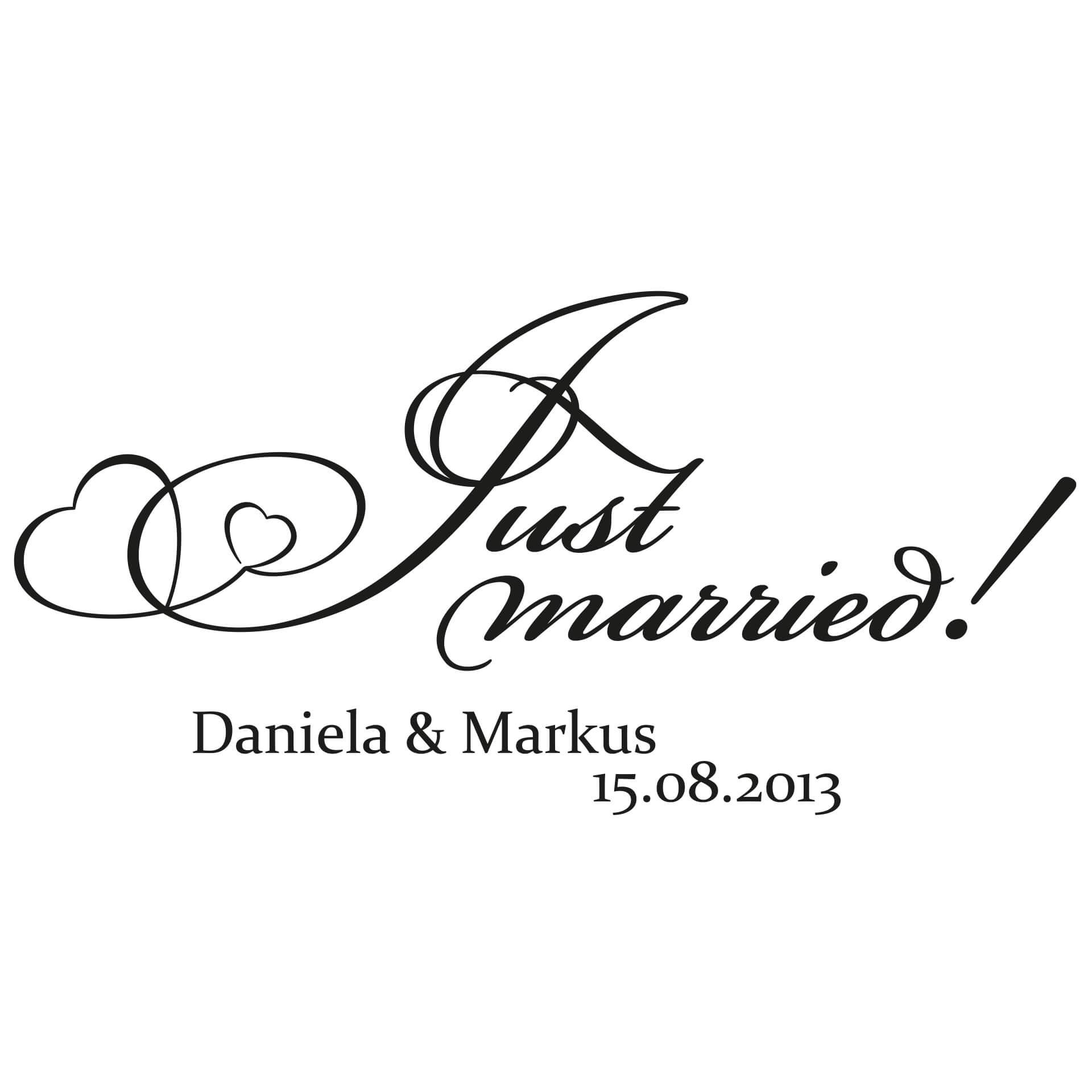 Muursticker + Naam - Just married!