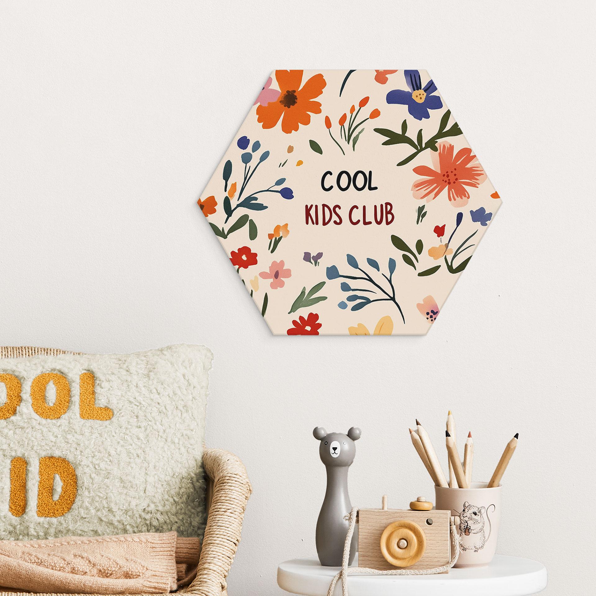 Sekskantet Billede Cool Kids Club Farverige blomster - Treechild - Alu-Dibond