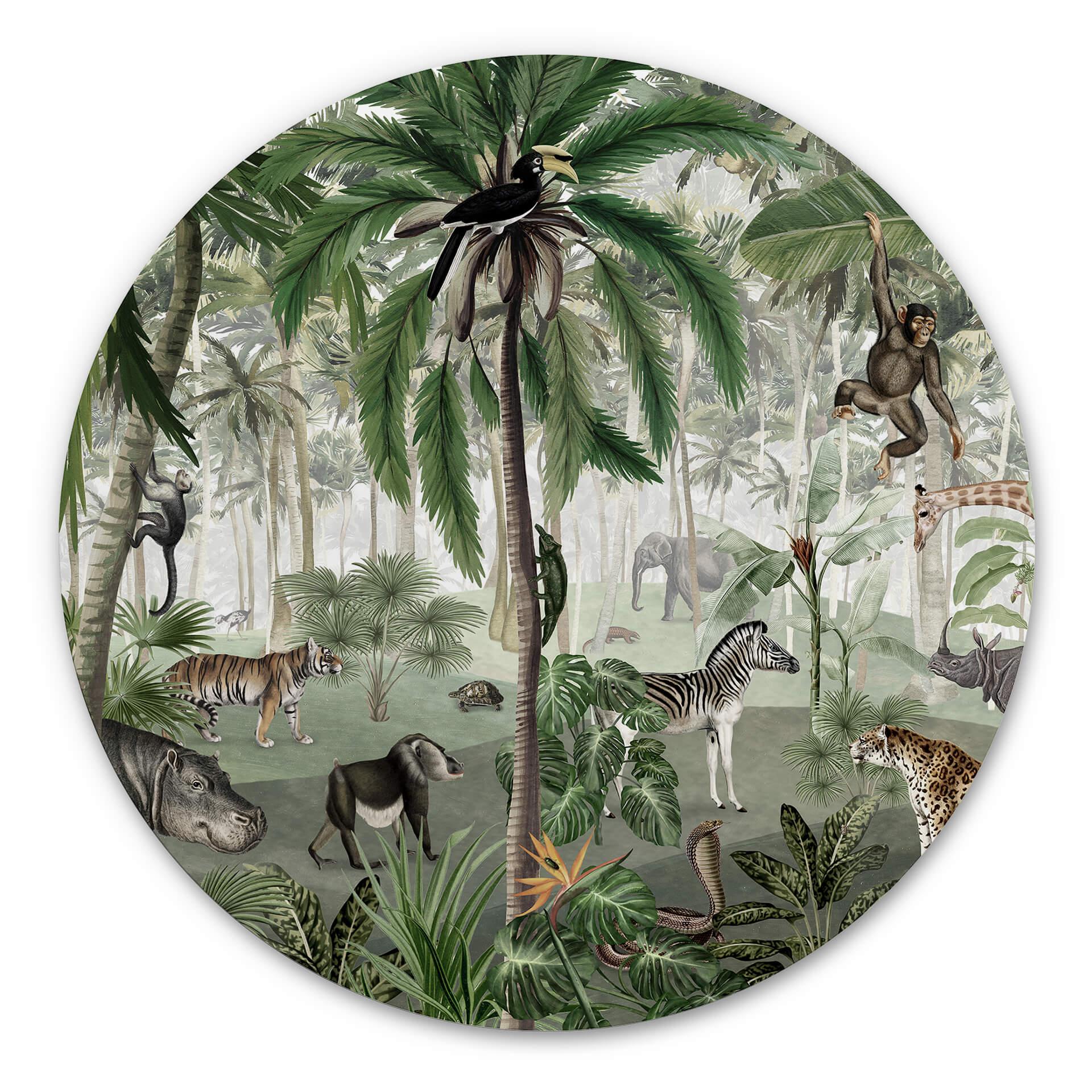 Tableau sur alu-Dibond rond Kikki Belle - Objets Cachés Jungle
