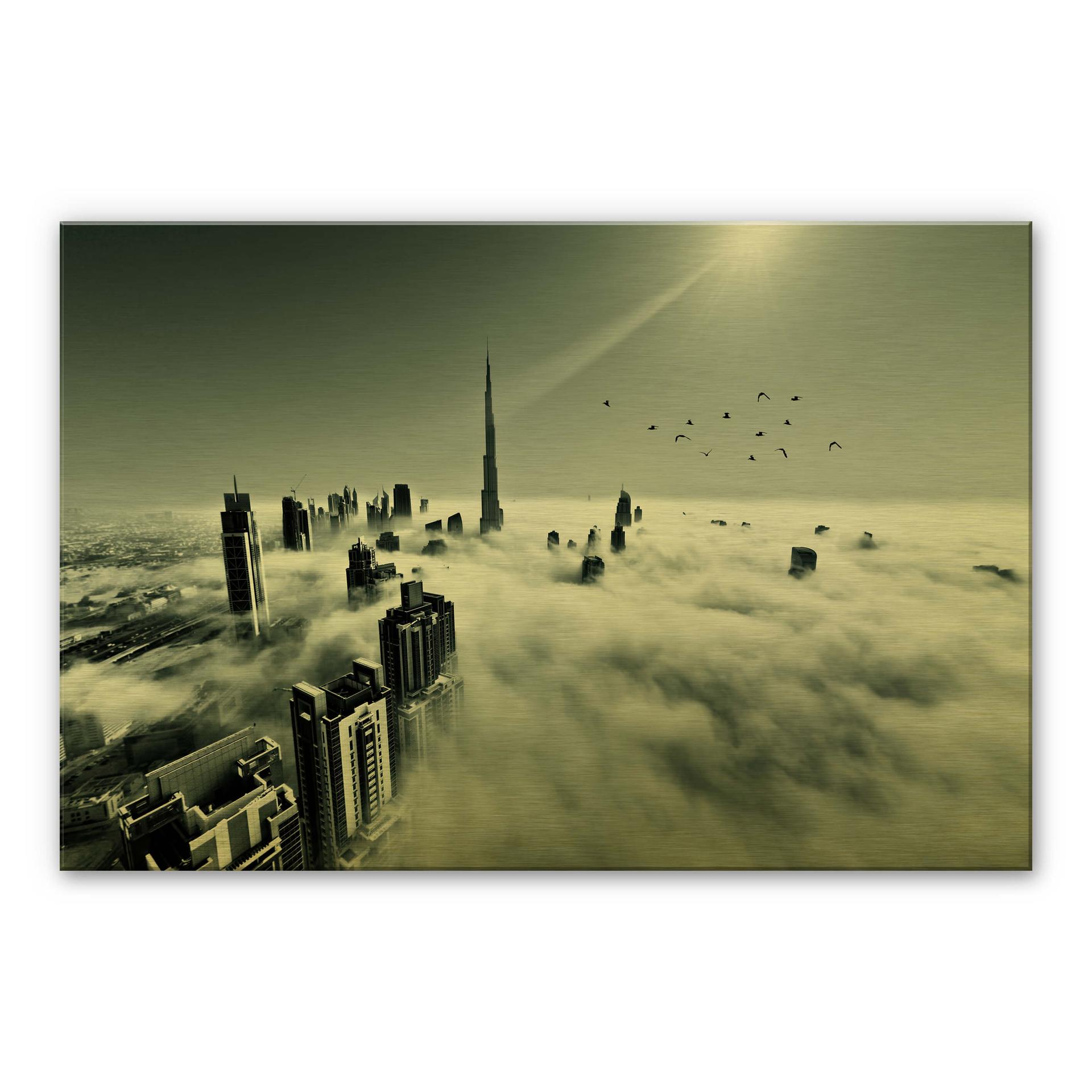 Alu-dibond goud - Naufal - City in the Clouds