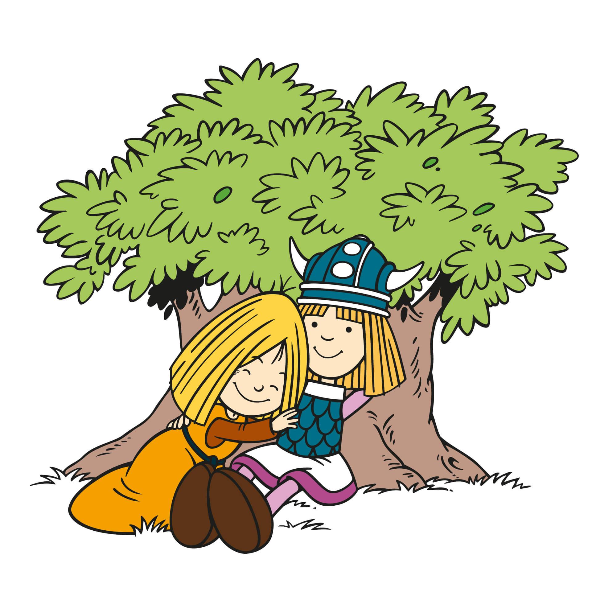 Wandtattoo Wickie und Ylvi Baum