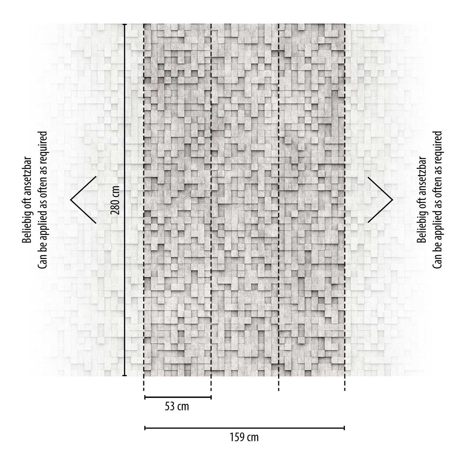 3D steen effect behang grijs - vliesbehang modern - woonkamer behang beton look