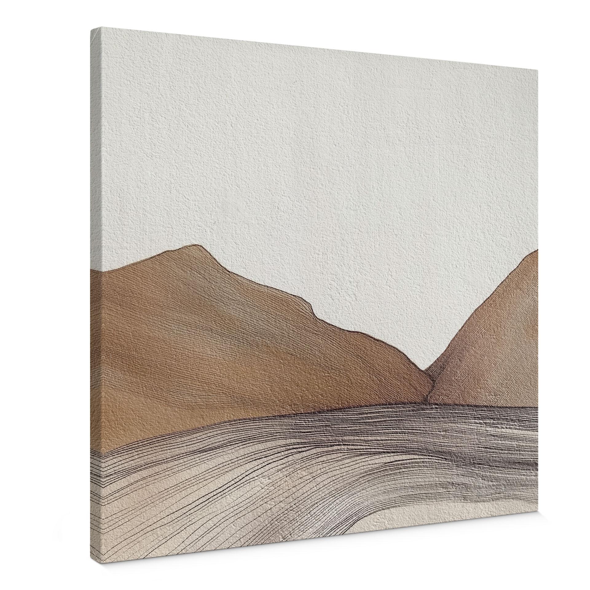 Canvasbillede Line Art Bjerge og ørken | Abstrakt kunst - Alma - Firkantet