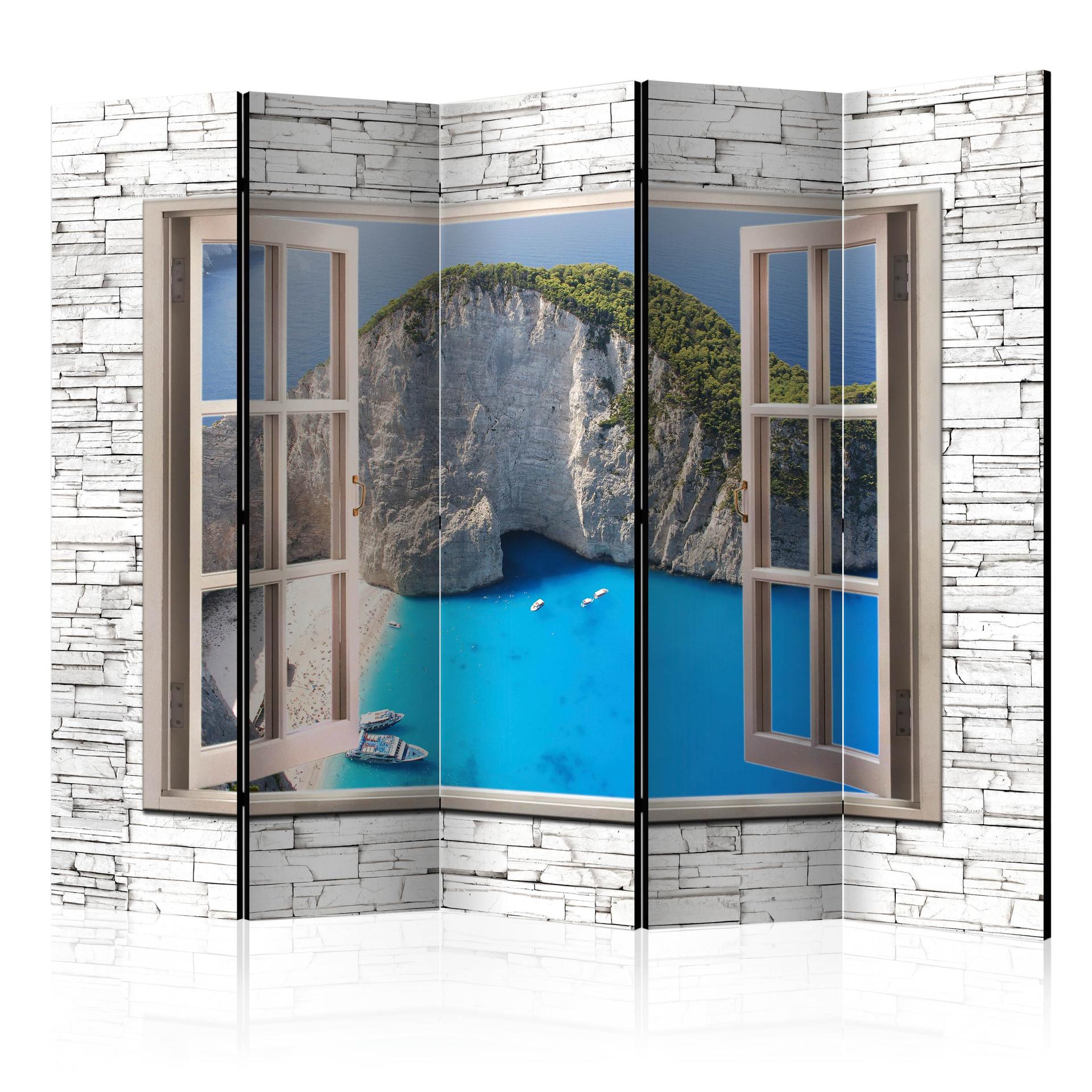Screen room divider - Azure paradise, 5-delt - 225x172 cm