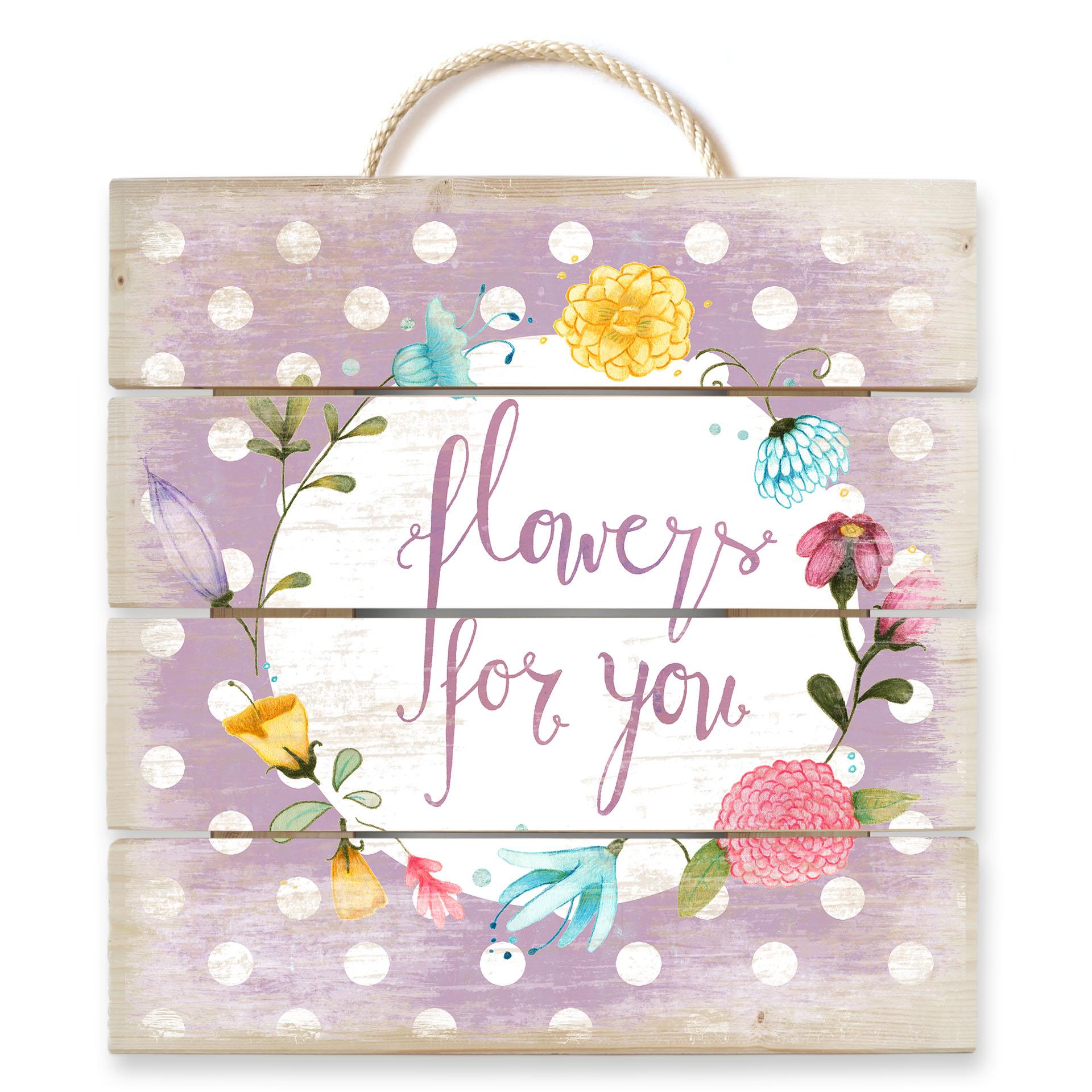 Cuadro de madera Loske - Flores para ti - 40x41,5 cm