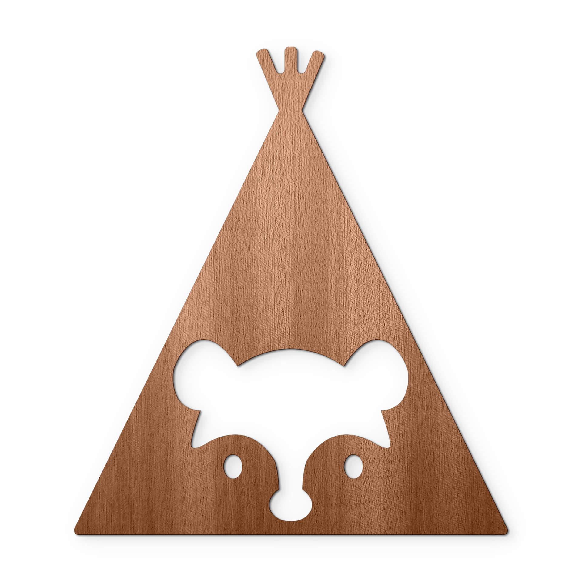 Decoración en madera caoba - Tipi - Oso