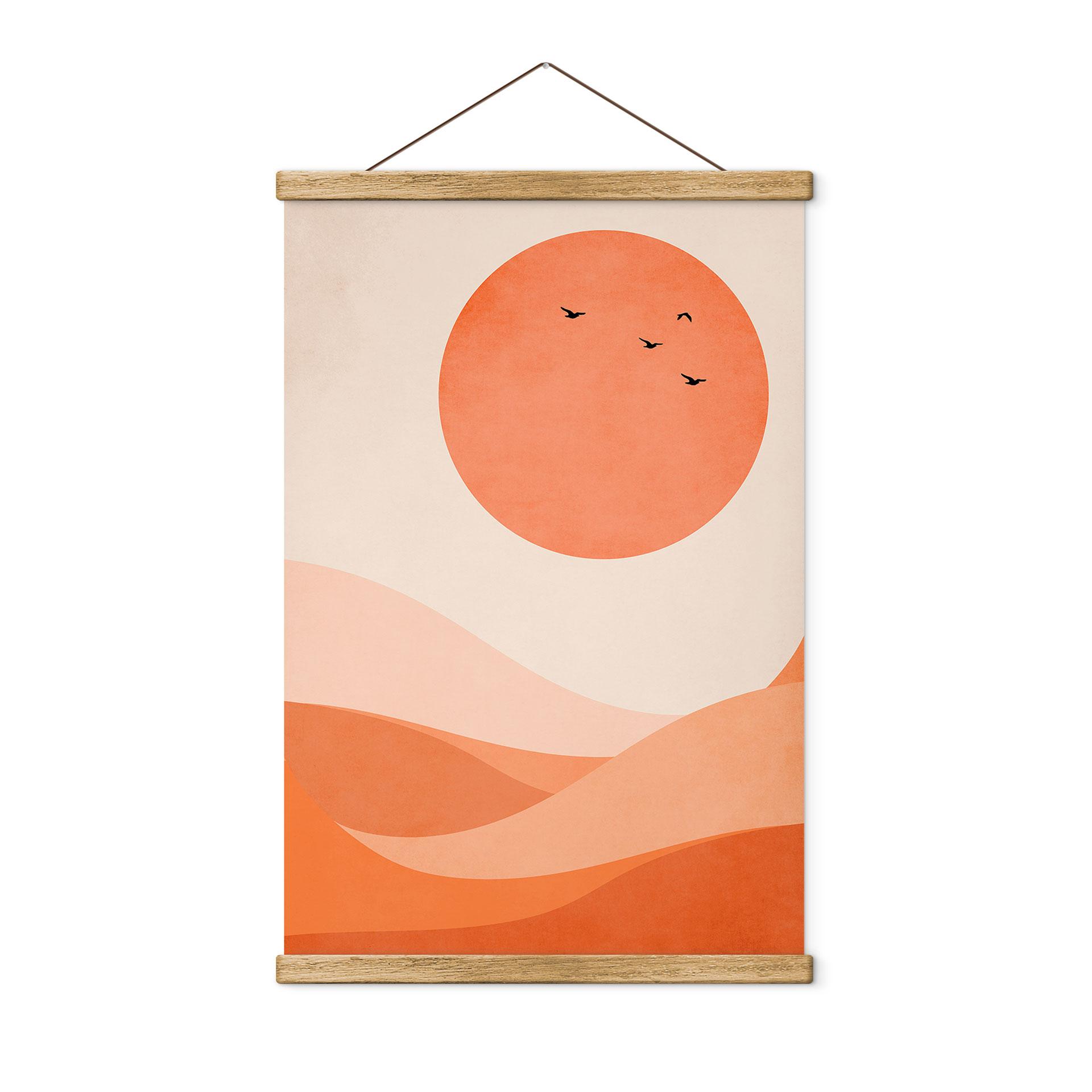 Tekstil plakat Harmonisk landskab orange - Kubistika