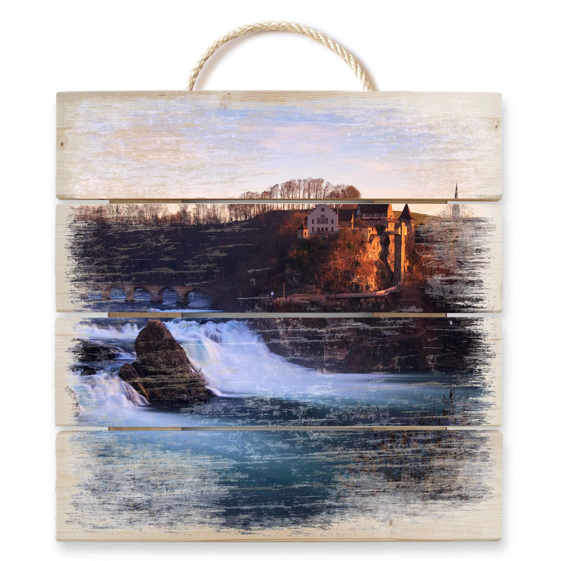 Obraz drewniany Wodospad Renu - 40x41,5 cm