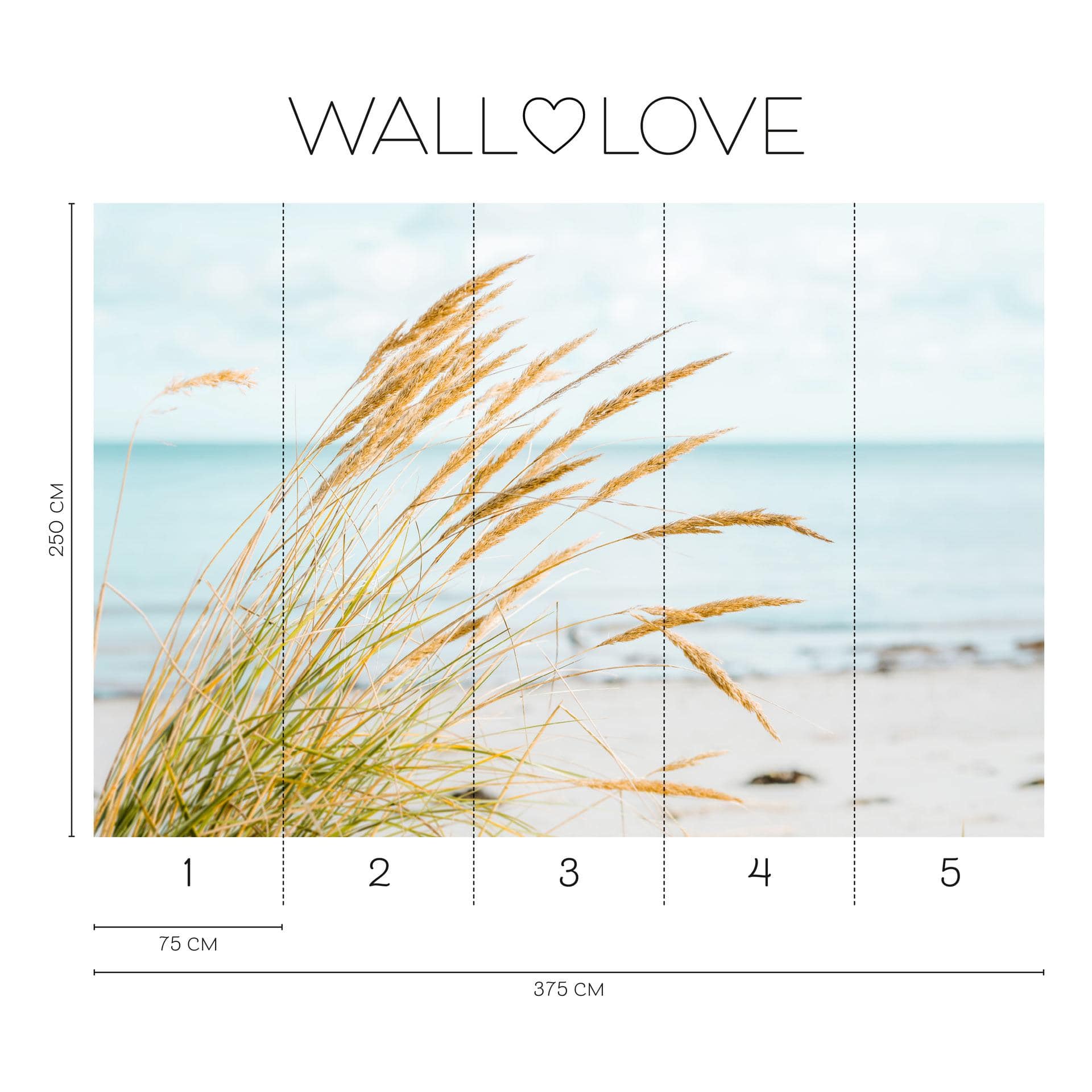 Carta da parati fotografica Fotomurale con dune azzurro beige - 3,75 x 2,50 m - Carta da parati in t