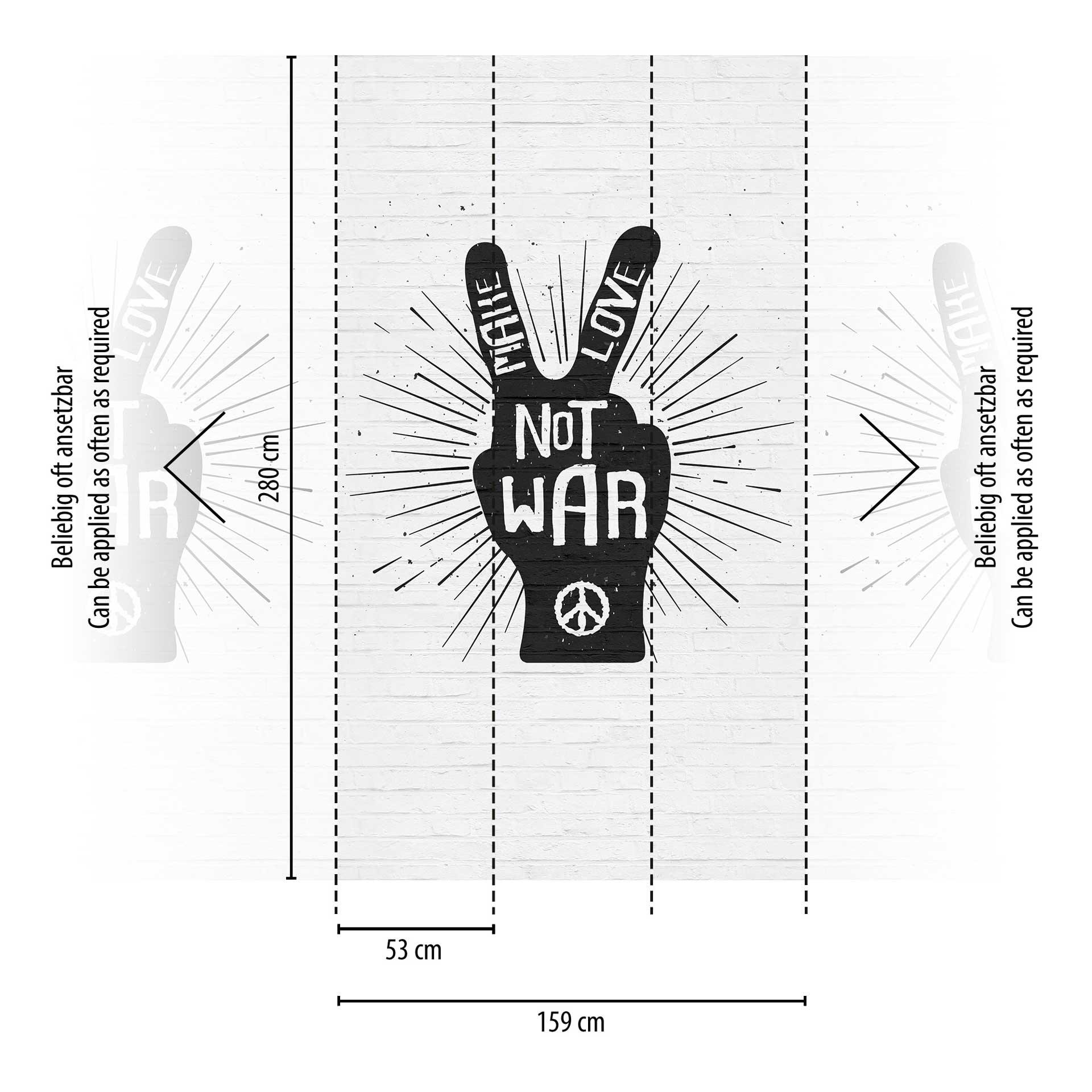 Street art behang 'Make Love Not War' - zwart wit fotobehang - modern vliesbehang