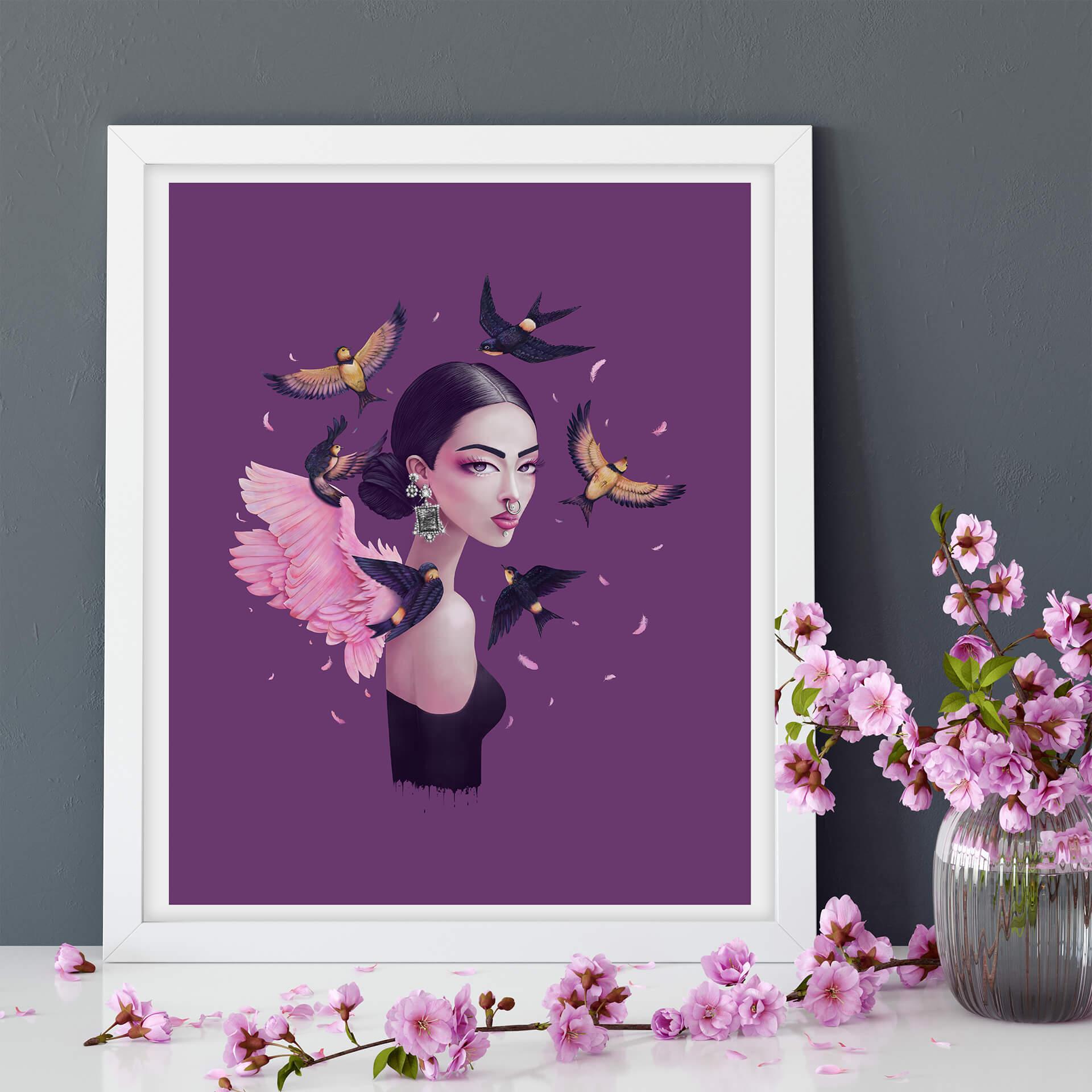Plakat - Korenkova - Boho Girl 1 Lilla