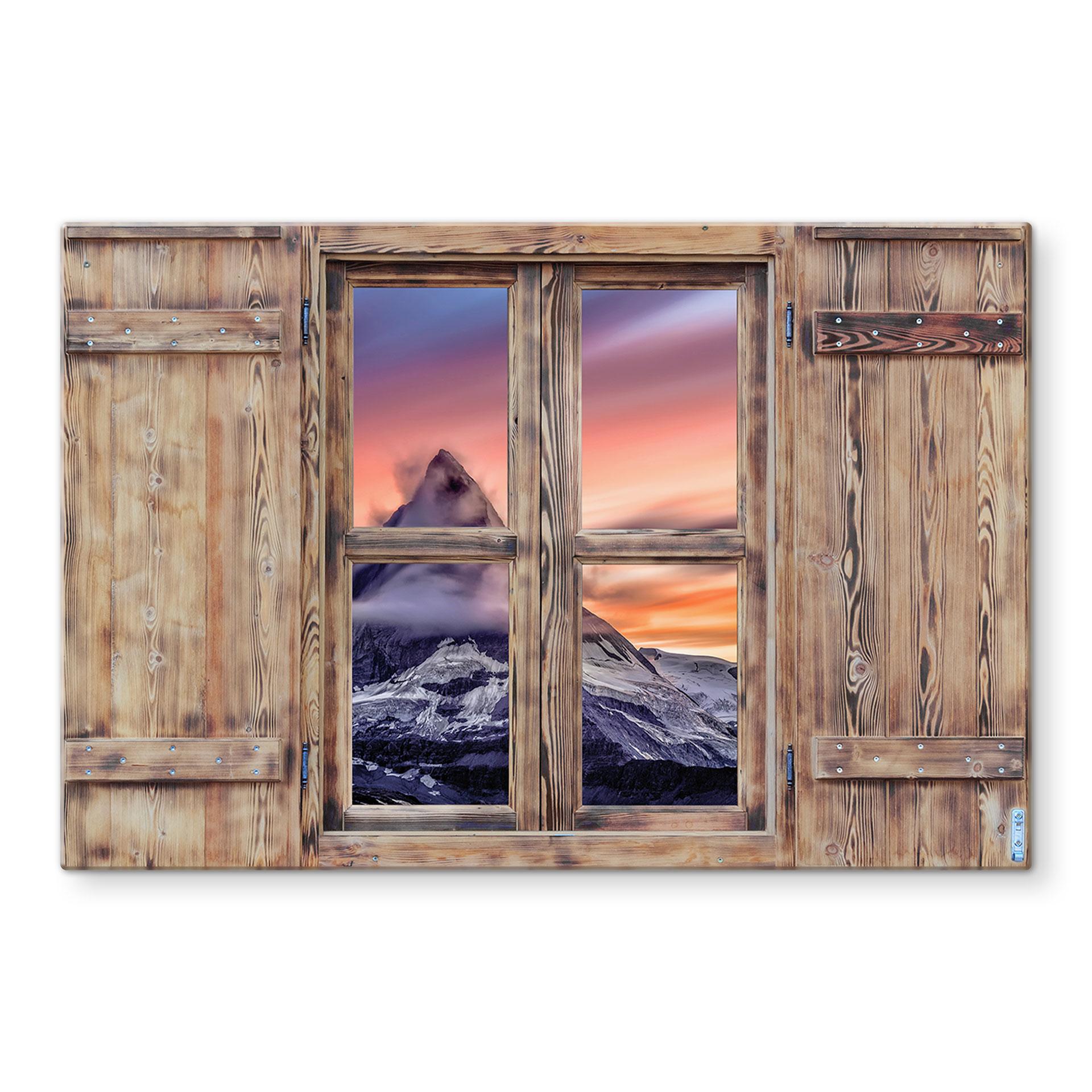 Stænkplade - 3D Trævindue - Top of the Mountain