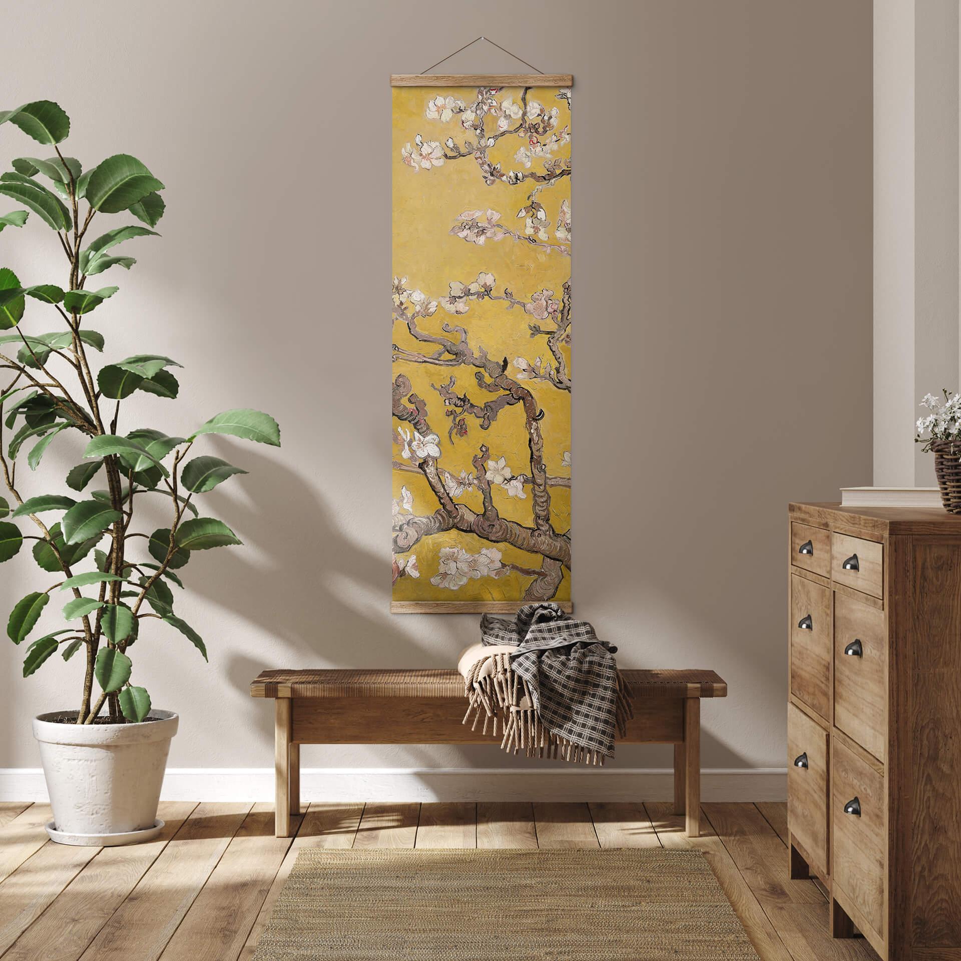 Tekstil plakat van Gogh - Mandelblomst Okker - Panorama